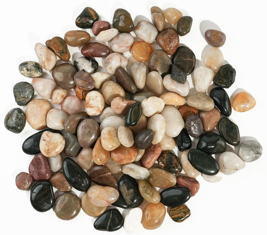 6 LBS River Rocks, StoneCreek, Decorative Garden Stones for Plant Landscaping, Polished Gravel Filler Pebbles for Home Decoration, Vases, Succulents, Flower Beds and Fish Tanks (Mixed Color, Medium)