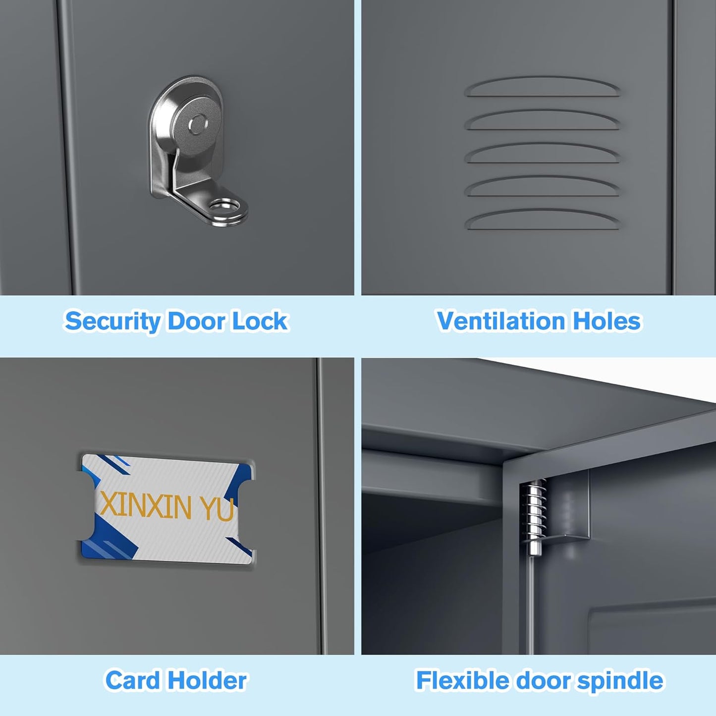 15 Doors Metal Lockers for Employees with Lock,Metal Locker with Card Holder for School Garage Office Gym Bedroom,Assembly Required,15 Door Dark Grey