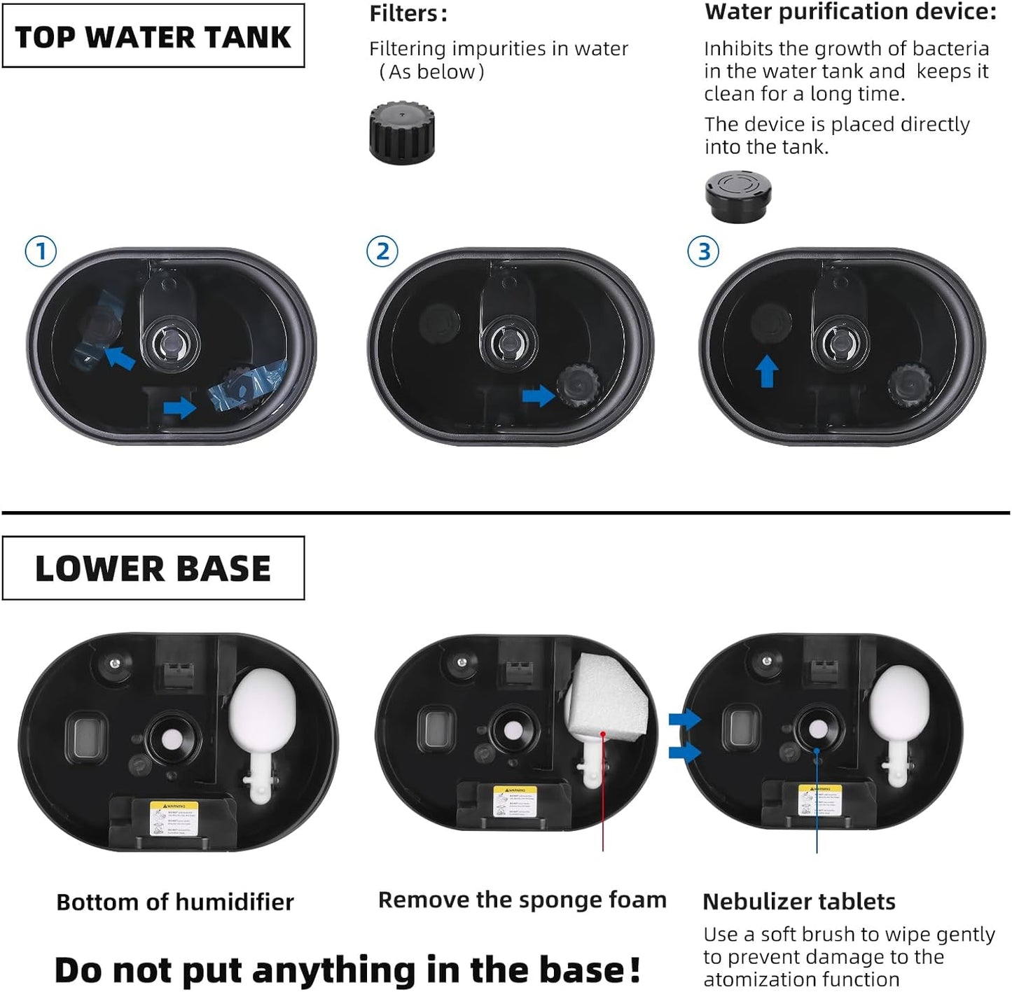 6L Humidifiers for Bedroom Large Room Home, Cool and Warm Humidifier for Plants Mist Top Fill Desk Humidifier Essential Oil Diffuser, Quiet Humidifiers with Adjustable Mist,360°Nozzle-Midnight Black