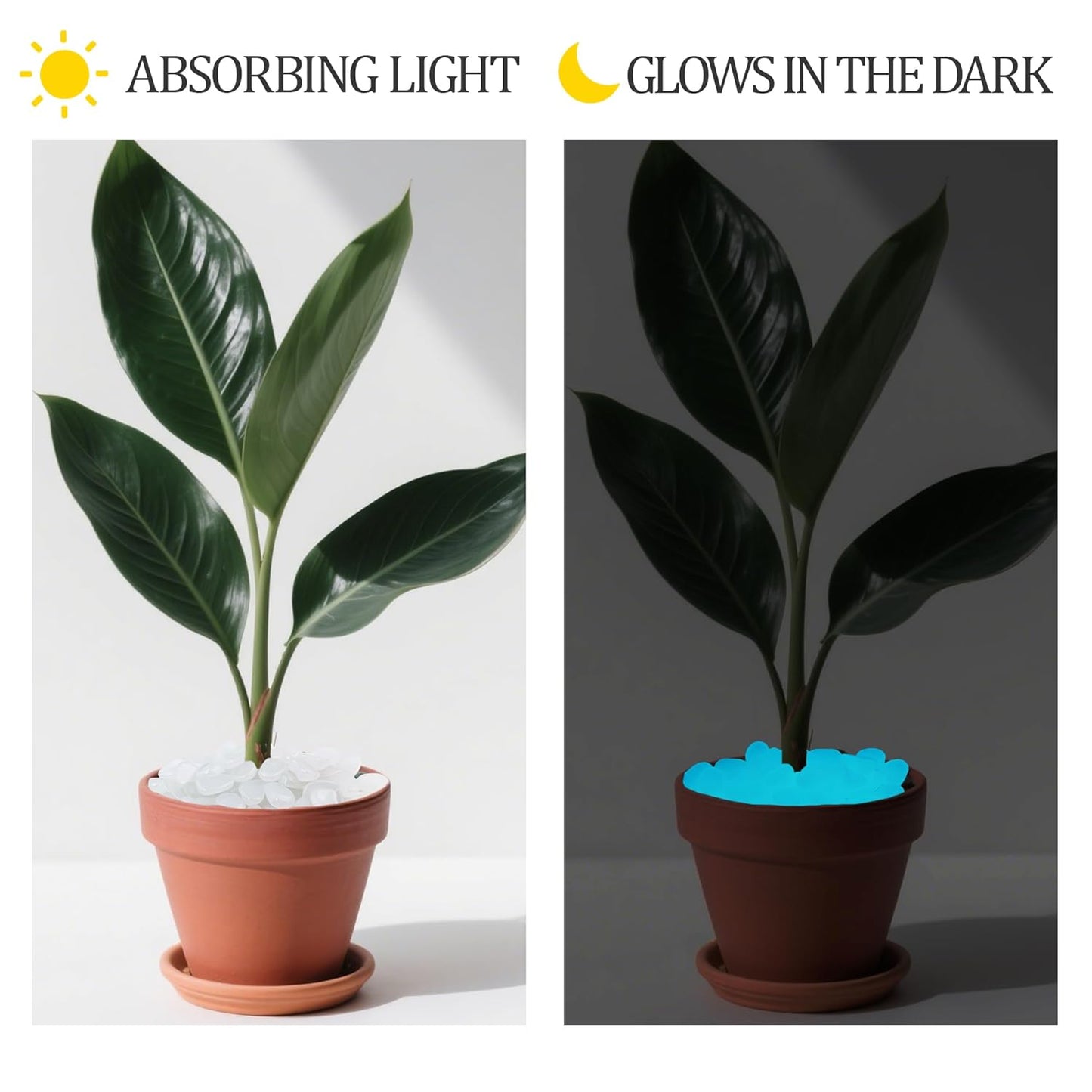 3.5LB 25-27mm Glow Pebbles Glowing Rocks for Garden Decoration 25-27mm Luminous Stones Glowing Stones for Driveway Landscape Walkway,White