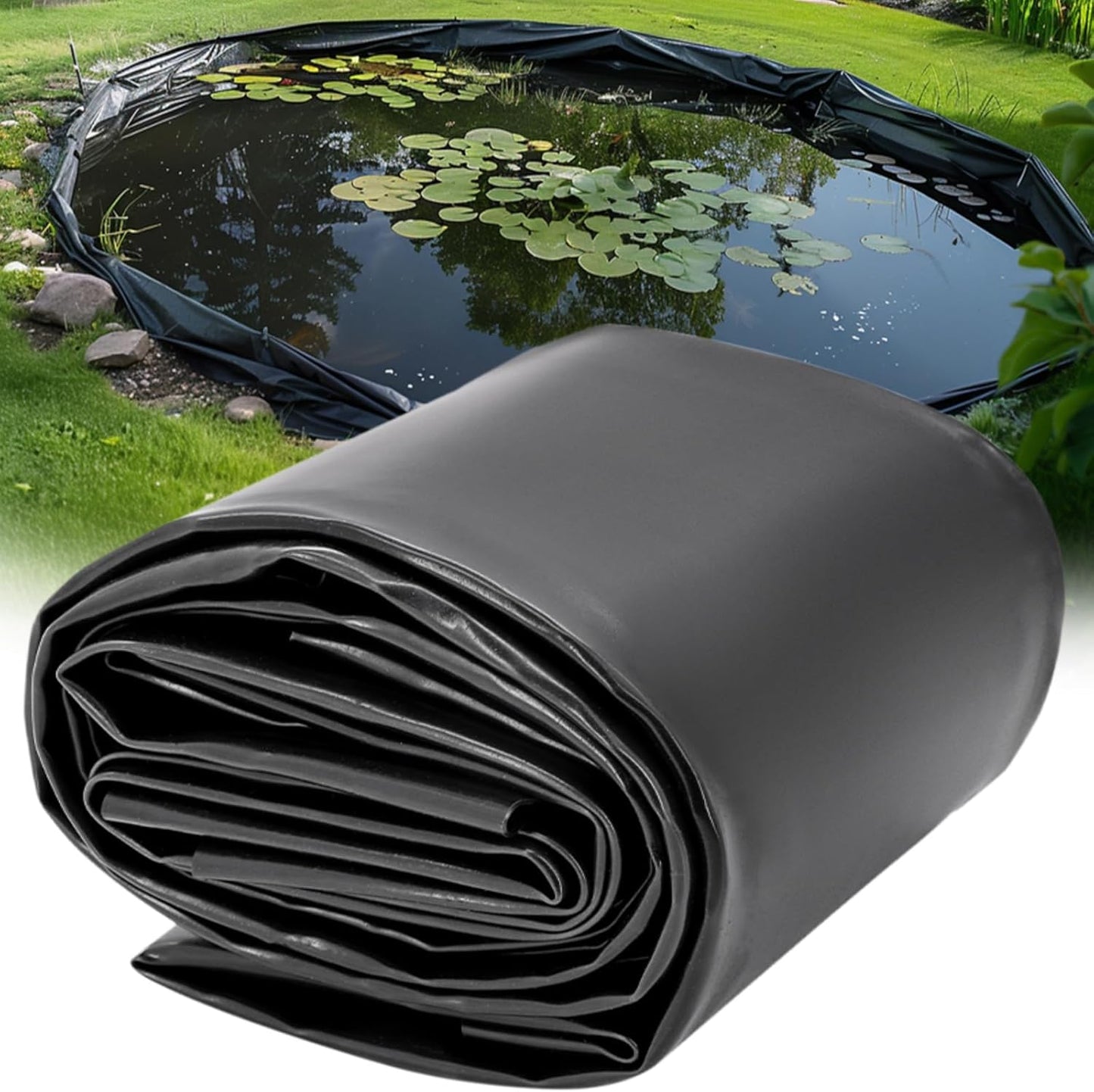 20 x 30 FT Pond Liner, 20 Mil Pond Liners for Outdoor Ponds, HDPE Pond Liner Easy Cutting Puncture Resistant, Pond Liners for Water Garden Fountain Waterfall, Koi Fish Aquaculture Pond