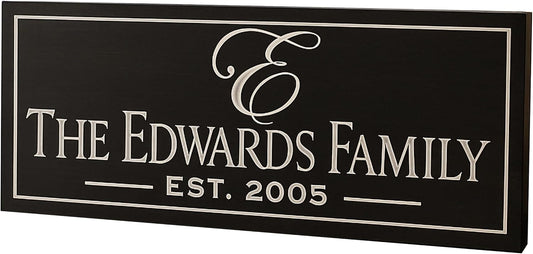 Personalized Carved Wood Family Name Sign With Established Date