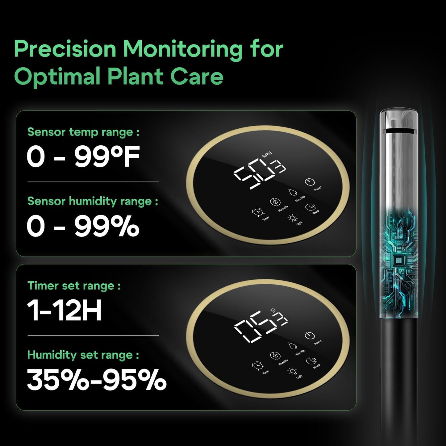 Humidifiers for Plants, 2.1Gal/8L Plant Humidifier Indoor, Reptile Fogger Mister with Precise Temp&Humidity Probe/Expandable Hose, Vivarium/Terrarium/Greenhouse/Grow Tent,12H Timer