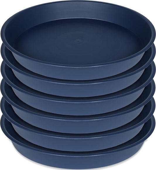 6 Pack of 8 inch Plant Saucer Blue, Plastic Plant Water Tray 8 inch Round, Flower Plant Saucers for Indoors, Dlant Dishes Saucer for Planter 7"/8" (8", Blue)