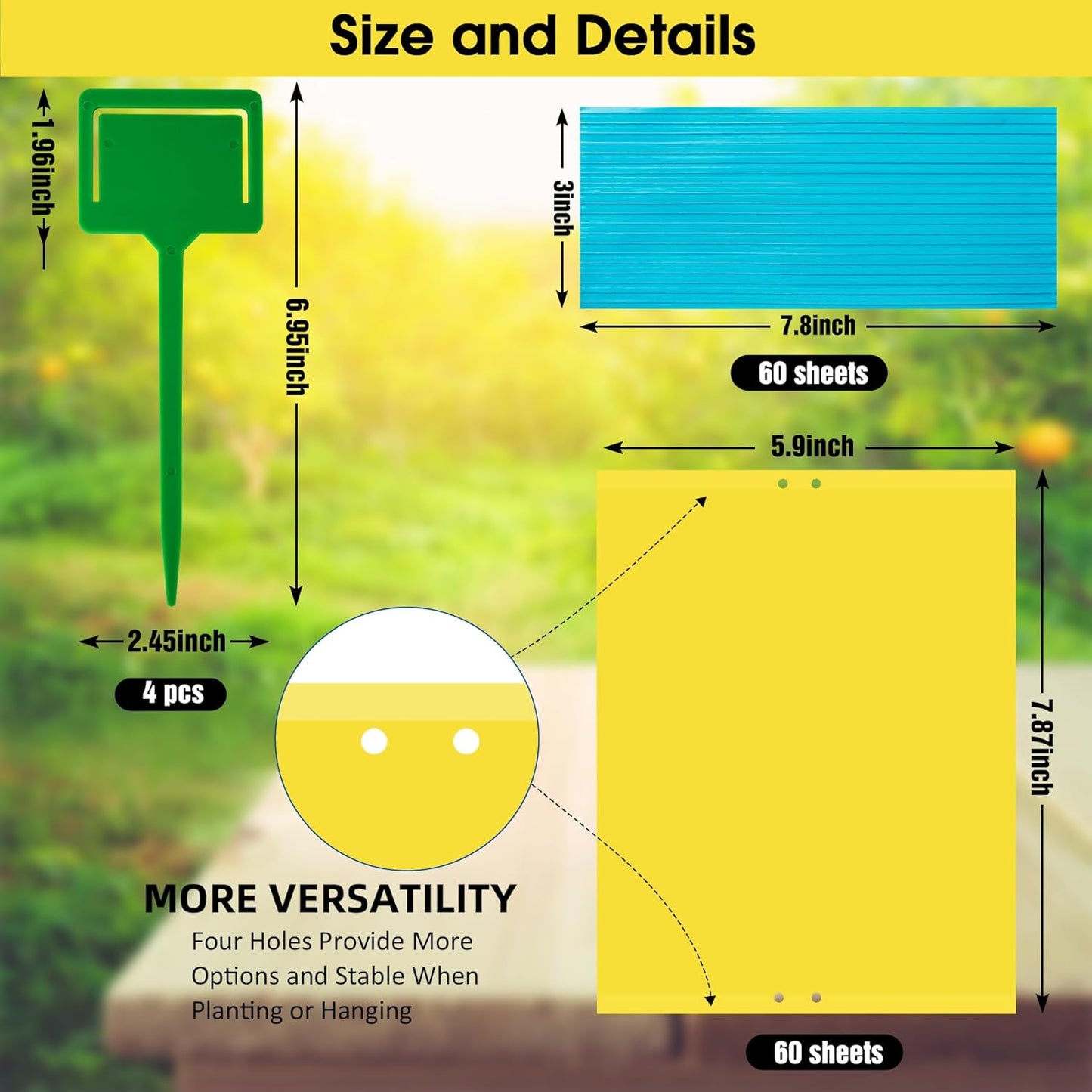 Dwcom 60 Pack Yellow Sticky Traps for Gnats Fruit Fly Traps for Indoors, Fungus Gnat Traps for House Indoor Fly Paper Indoor for Gnats Killer Indoor Trap