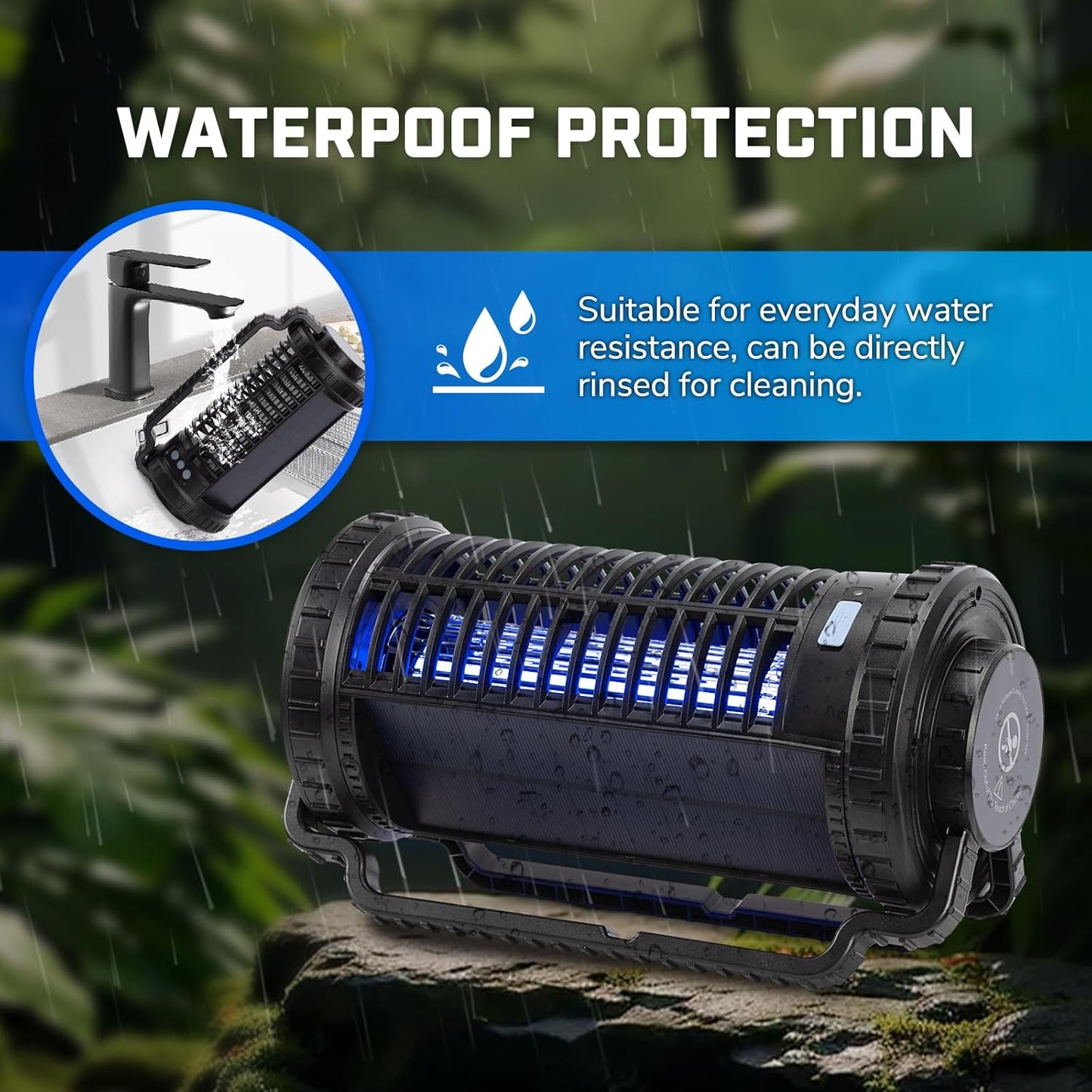 Portable Solar Powered Bug Zapper, 3 Mode (Sensor Auto/UV Light/LED) Mosquito Zapper with 4000mAh Battery, Portable Waterproof Rechargeable Fly Trap for Indoor Outdoor, Home, Patio (Black)