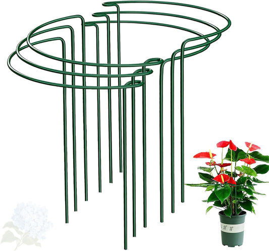 Half Round Snake Plant Support Stakes, Plant Ring for Peonies, Hydrangeas, and More - Sturdy, Rust-Proof Plant Supports for Indoor and Outdoor Potted Plants (6 Pack, 14x8Inch)