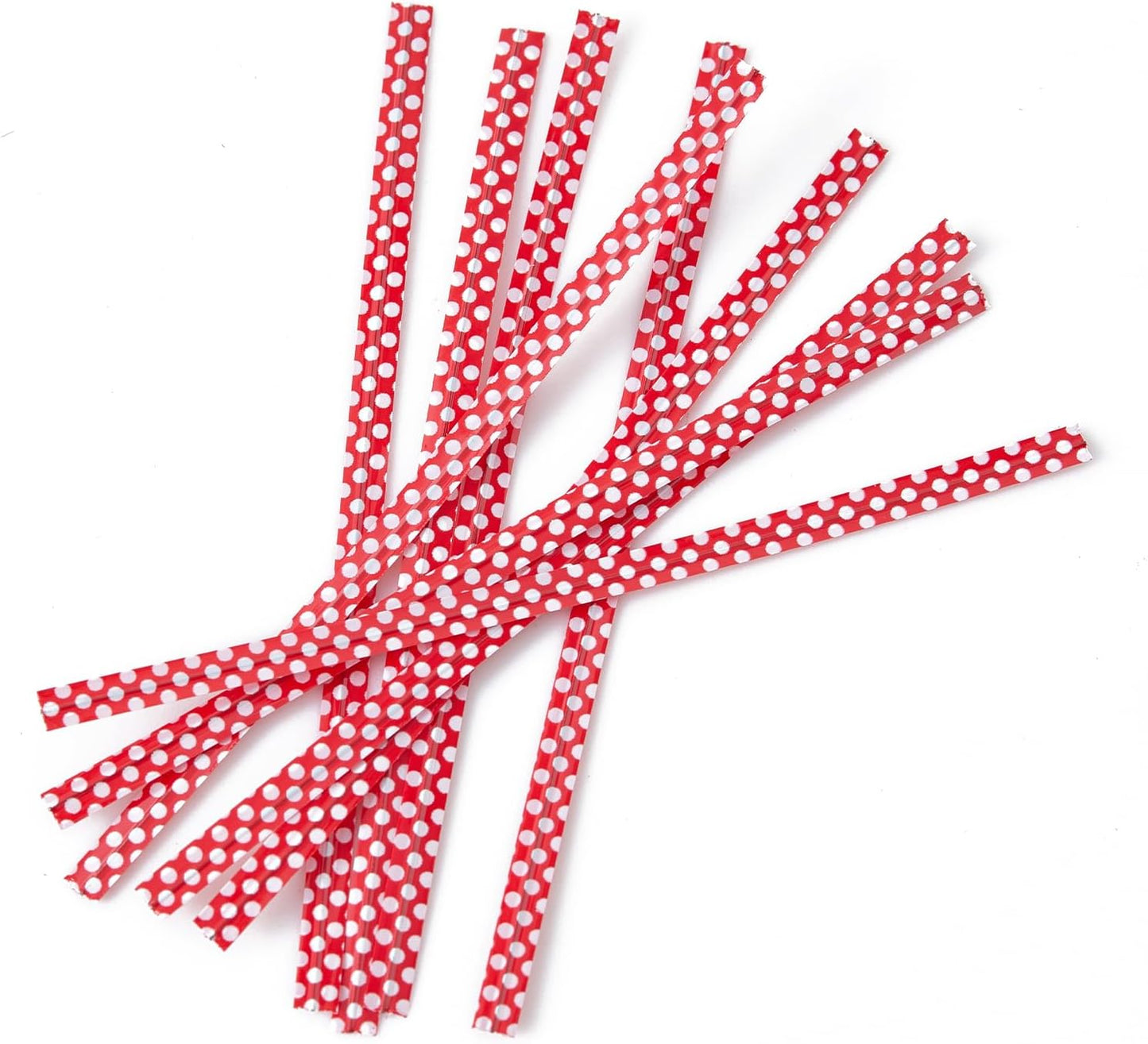 500 PCS 4" Polka-Dotted Bag Twist Ties,Red with Dots Plastic Twist Ties Bread Bags Ties for Candy Cookies Gift Bags and Decoration