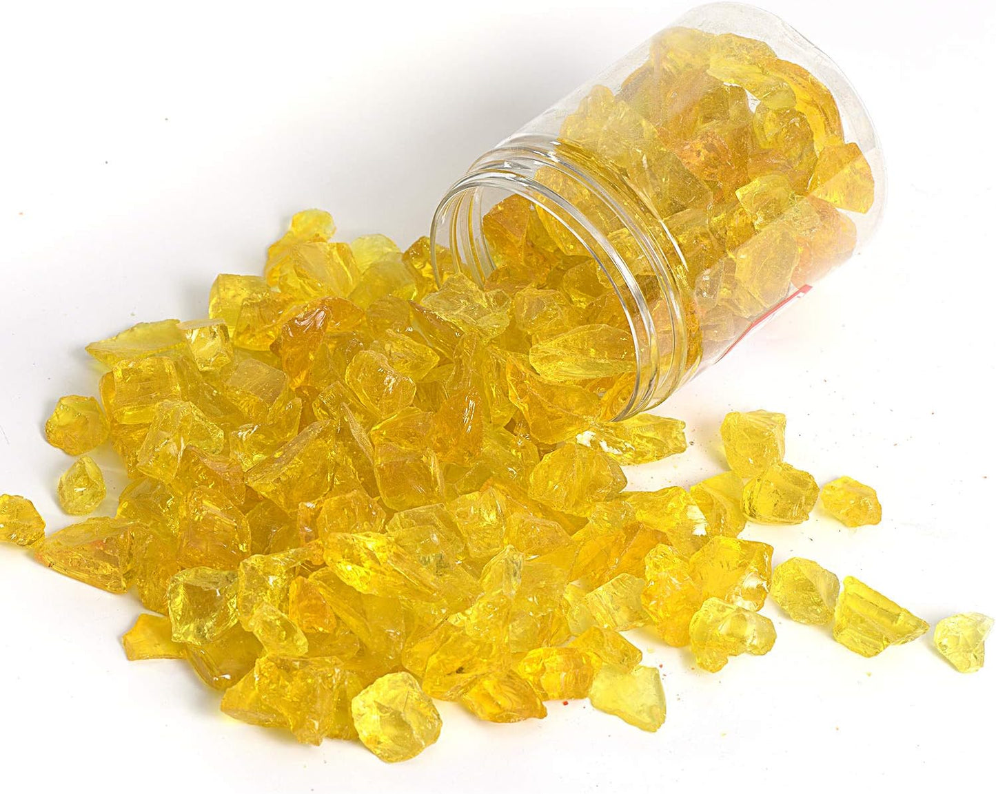 High Luster Reflective Fire Glass Gravel,Fire Gems,Fire Drops,Fire Glass Pebbles Stones Beads Chips for Fire Pit Fish Tank Aquarium Garden,1-2cm,540g/1.19lb (Yellow)