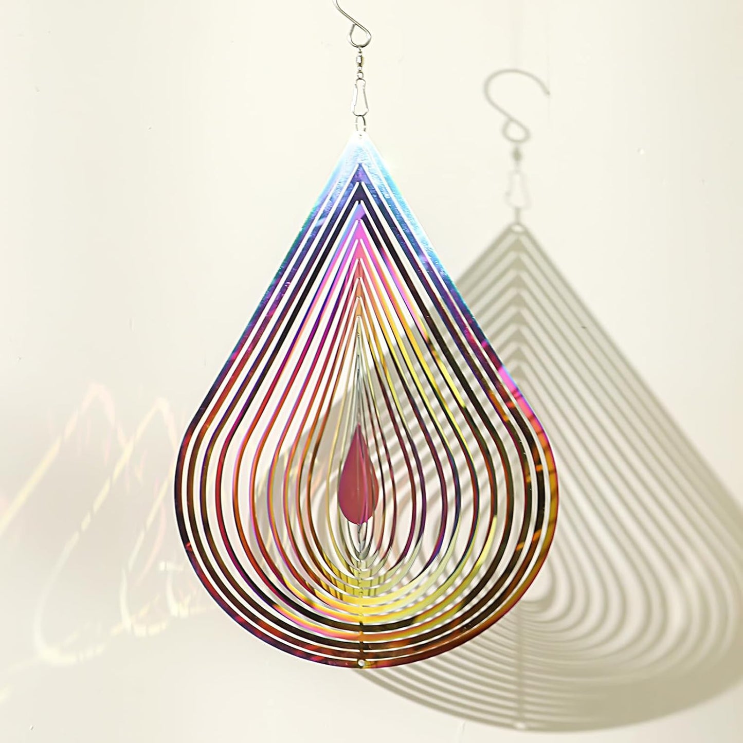 Wind Spinners Outdoor, 3D Water Droplet, Gradient Multicolor, 12 inches Stainless Steel Metal, Hanging Wind Spinners, Garden, Yard Décor, Outside, Gifts for Women Mom Wife