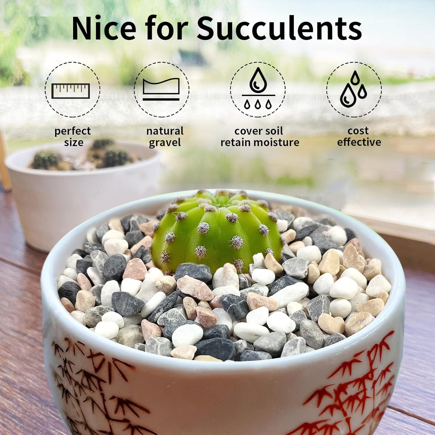 10 lbs Pebbles for Landscaping, 3/8 Inch Pea Gravel Decorative River Rocks for Succulent, Cactus, Vases, Terrarium, Aquarium, Potted Top Dressing and Outdoor Garden