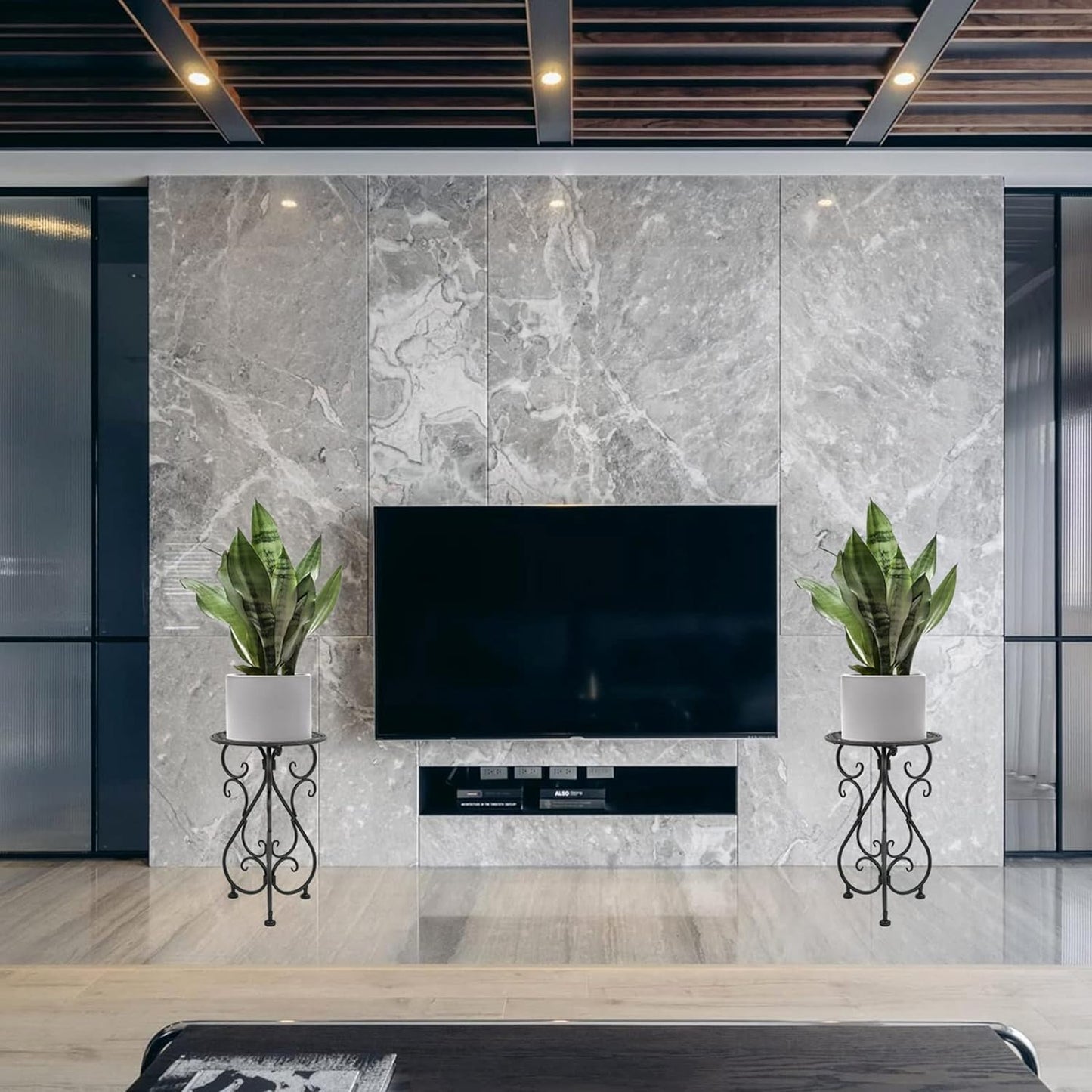 Metal Plant Stands 2 Pack, Heavy Duty Plant Pedestal 17" Tall, Single Flower Pot Holder for Indoor, Outdoor, Patio, Porch, Garden, Balcony, Black