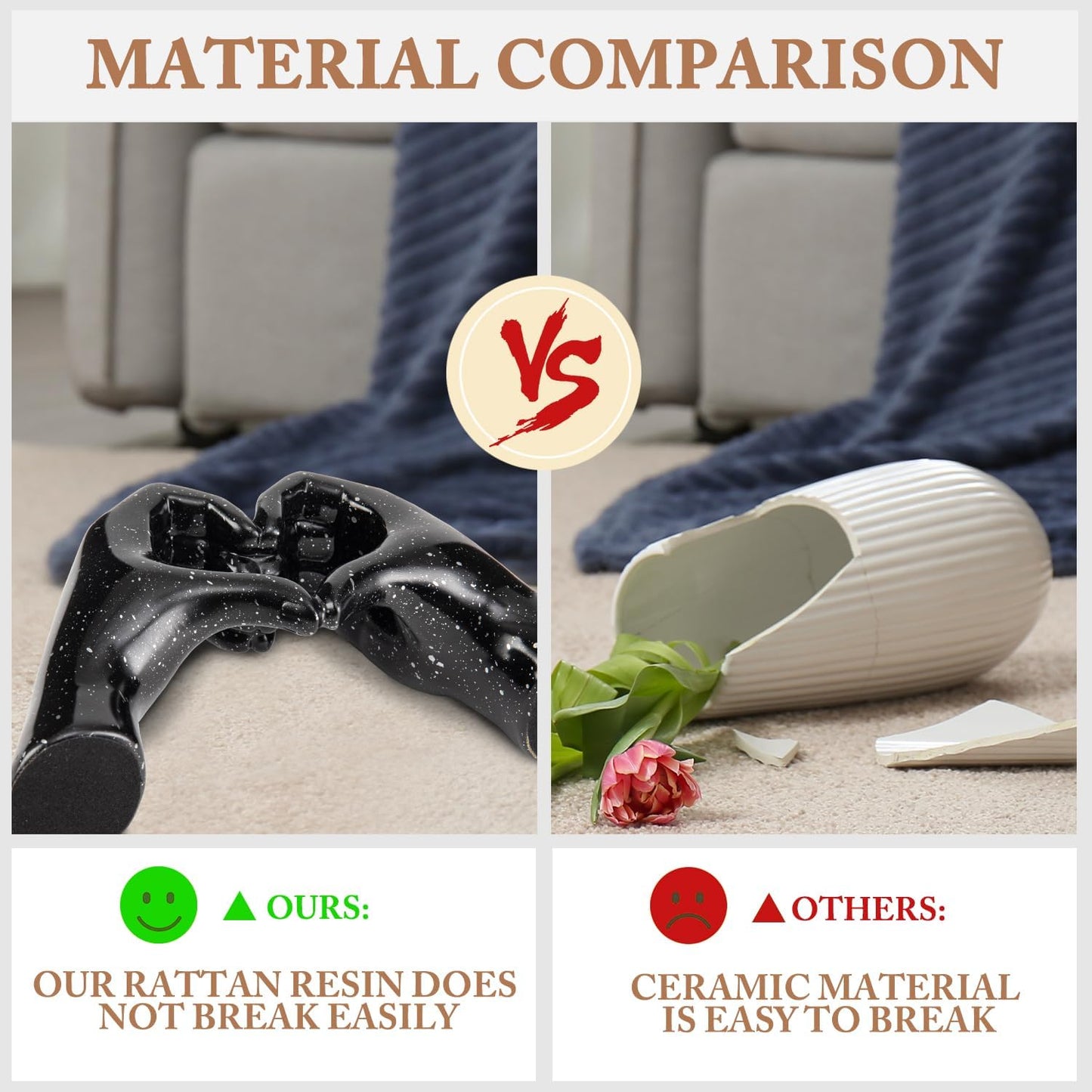 Valentines Day Gifts for Him, Heart Hands Sculpture, Heart Hands, Valentines Day Decorations, Black Room Decor for Living Room Bedroom Bookshelf, Black