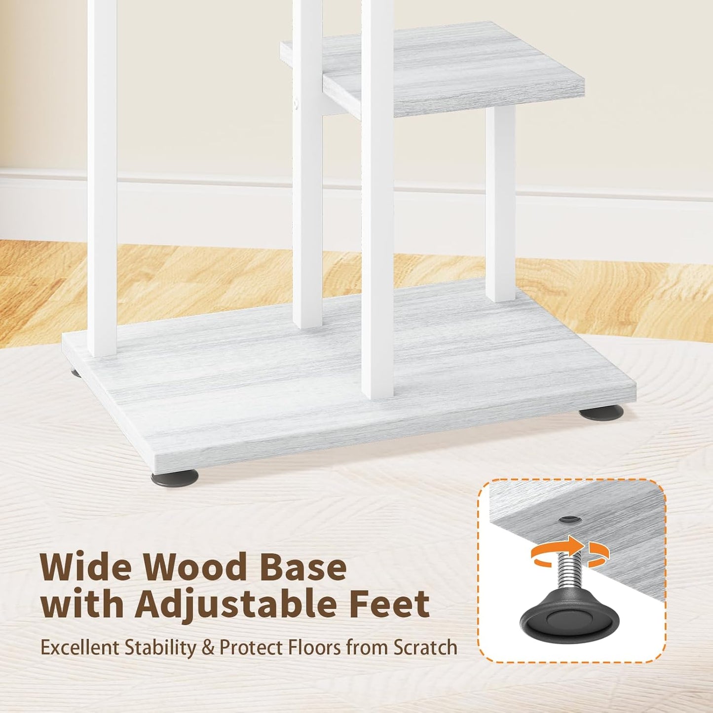 LASZOLA White 4 Tiered Wood Plant Stand Indoor for Large Heavy Duty Planter, Sturdy Multi Level Corner Vertical Flower Rack for Narrow House, Rustic Tall Orchid Shelving Holder for Decor, Space Saving