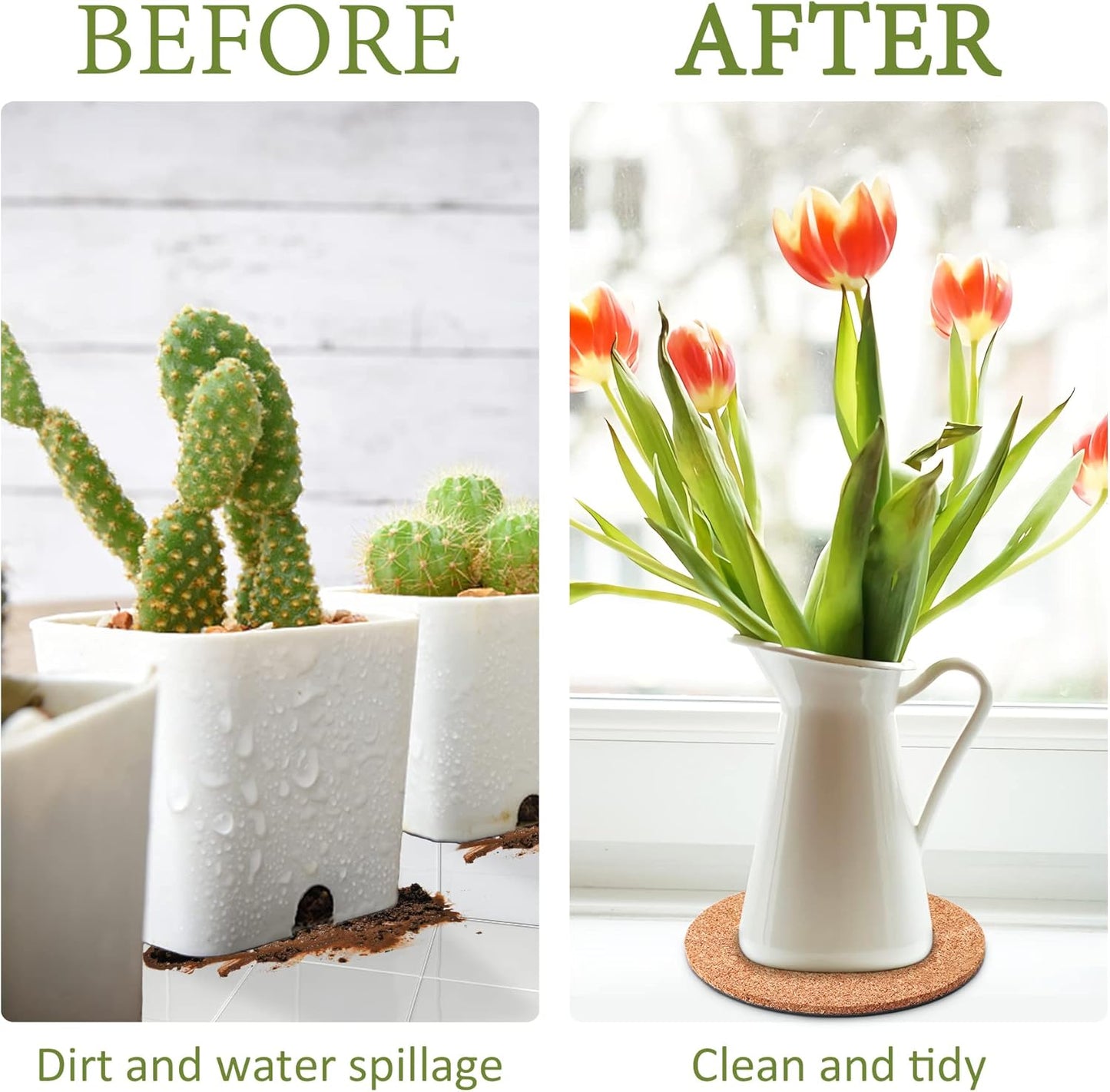 8 Pieces 4 Sizes Cork Plant Saucersplant Mats Round Coasters Pad for Plants House Garden Indoors Pots DIY Craft Project (4 Inches,6 Inches,8 Inches,10 Inches)