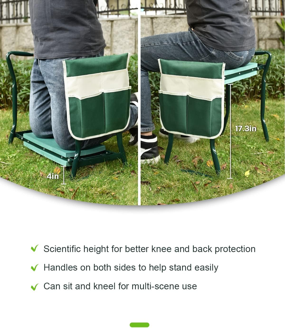 Garden Kneeler and Seat Heavy Duty, Upgraded Widened and Thickened Gardening Stools for Seniors, Foldable Gardening Bench Ergonomic Design, Effective Relief of Knee and Back Pain, Gift for Gardeners