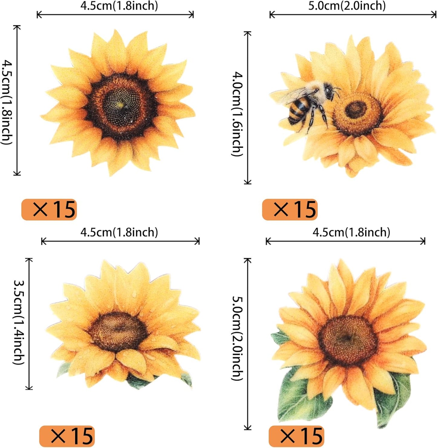 60 PCS Edible Sunflower Cupcake Toppers Wafer Paper Sunflower Cupcake Picks Edible Flower Party Decorations for Baby Shower Sunflowers Birthday Party Cake Toppers Food Decorations Supplies