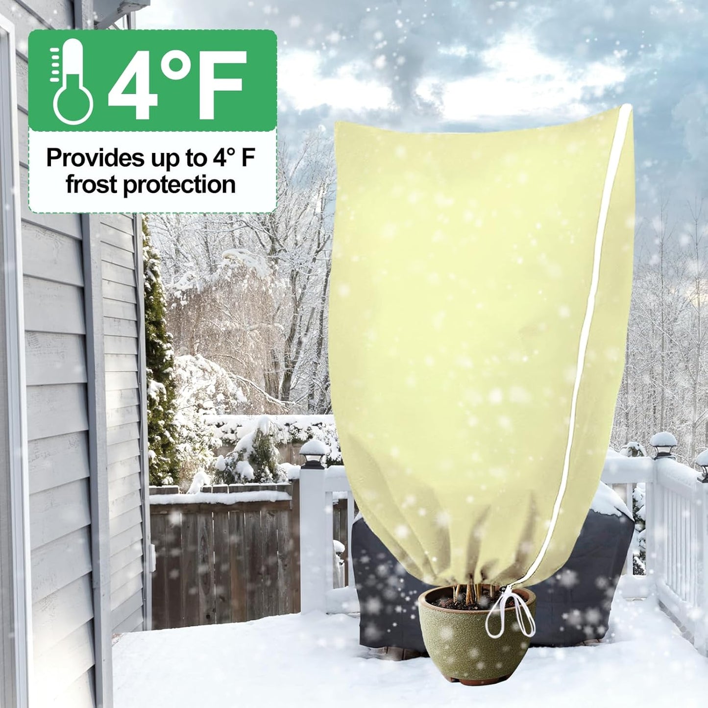 2 Pack Plant Covers Freeze Protection with Zipper Drawstring, 31.4" X 47.2" Winter Cold Weather Frost Covers Shrubs Trees Jacket for Outdoor Plants Fruit Tree Plant Protection Cover Bags