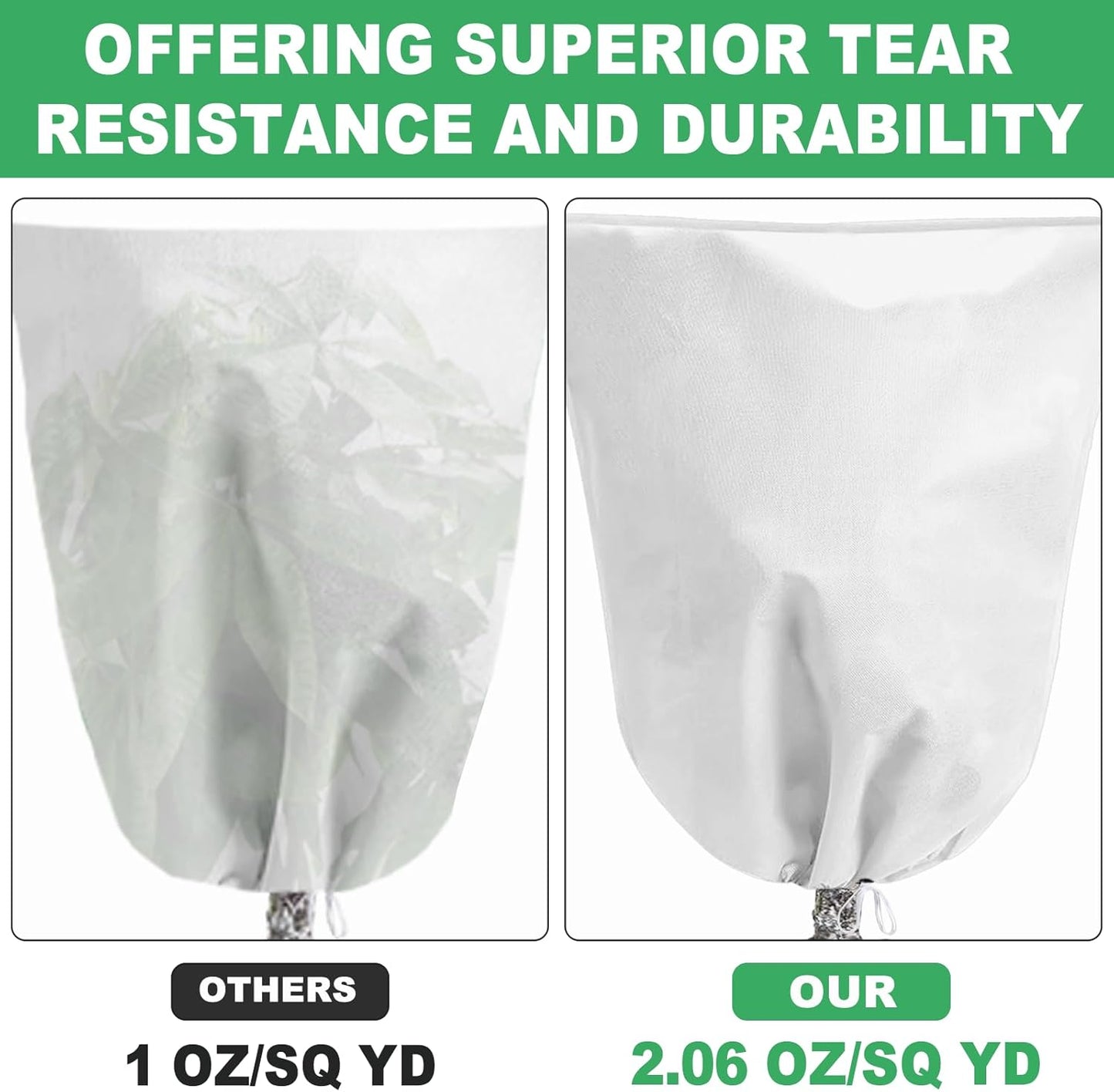 Winter Plant Covers Freeze Protection with Zipper Drawstring, 2 Pack 70.8" X 82.6" Tree Covers for Winter Cold Weather Large Frost Blankets Shrub Jacket for Outdoor Plants Tree Covers Bags