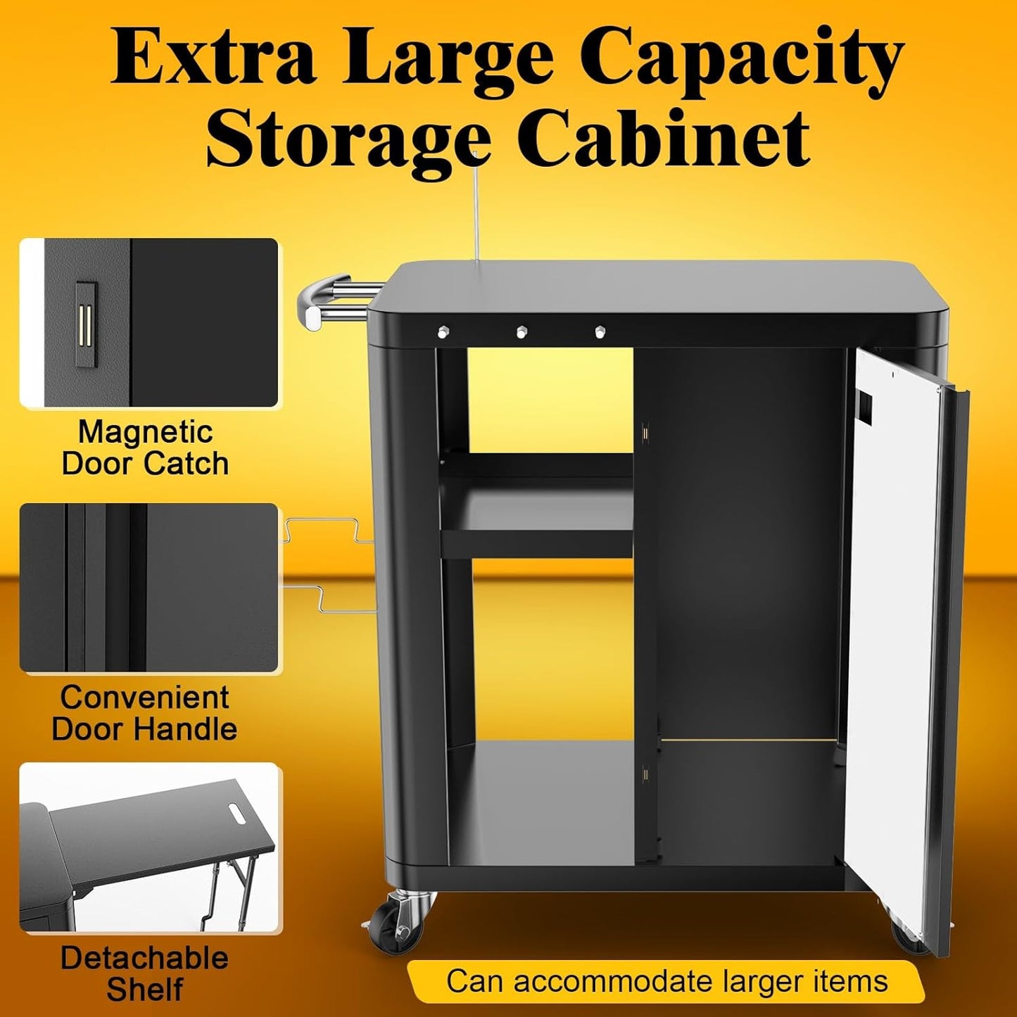 Outdoor Grill Table Cart 57"x24"x35", Outdoor Kitchen Island with Storage & Large Tabletop for Blackstone Griddle, Ooni Pizza Oven, Ninja Woodfire Grill, BBQ Station, Dining Cart, Rolling BBQ Table