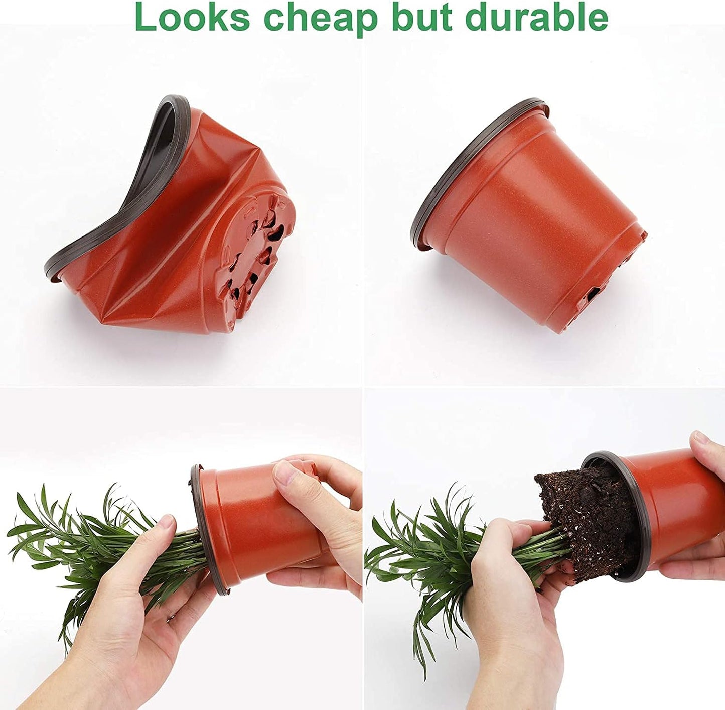 MIXC Plant Nursery Pots with Humidity Dome 4" Soft Transparent Plastic Gardening Pot Planting Containers Cups Planter Small Starter Seed Starting Trays for Seedling with 10pcs Plant Labels，30 Sets