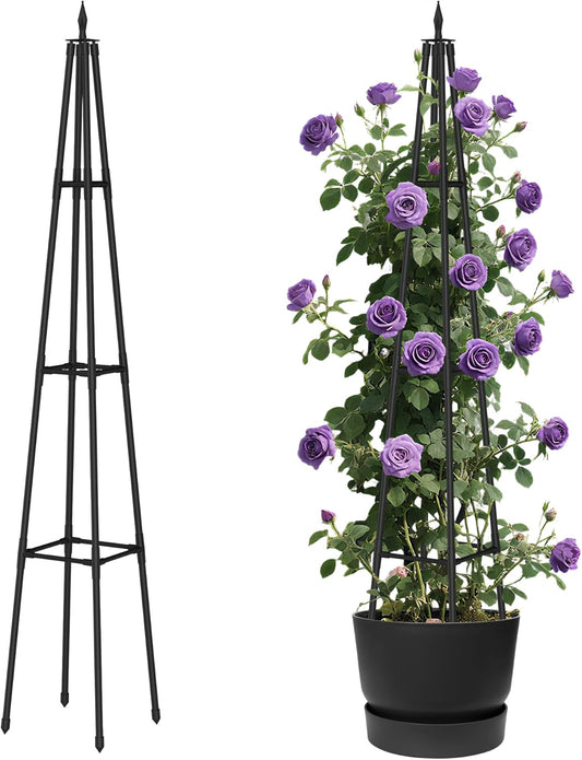5.2Ft obelisk trellis for Climbing Plants outdoor,5.2Ft garden trellis with Extra Thickened Plastic-Coated metal pipes, Garden Indoor Potted Plant Support,Climbing Support for Potted Plant