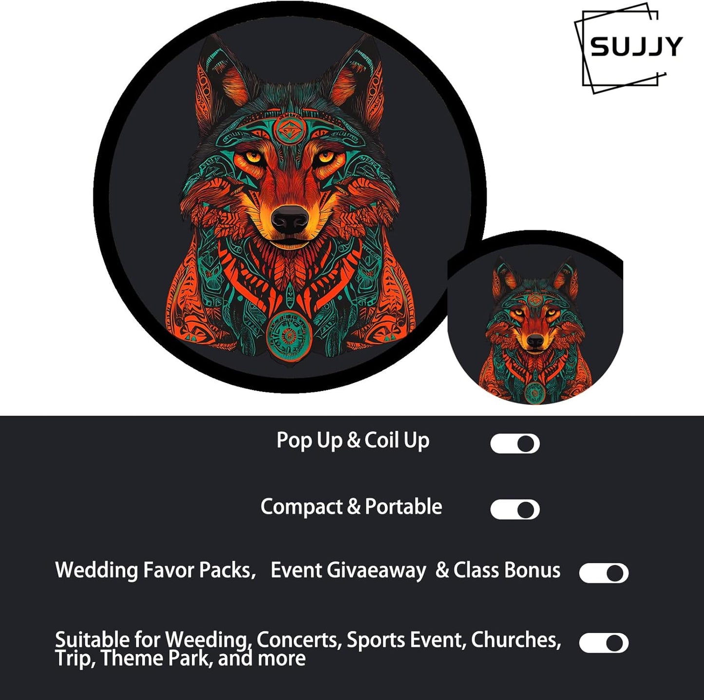 4 Pack Animal Foldable Hand Fans – Pocket-Sized Round Fans for Men & Women, Portable Cooling Fan for Travel, Concerts, Graduation, Indoor & Outdoor Use (Black)