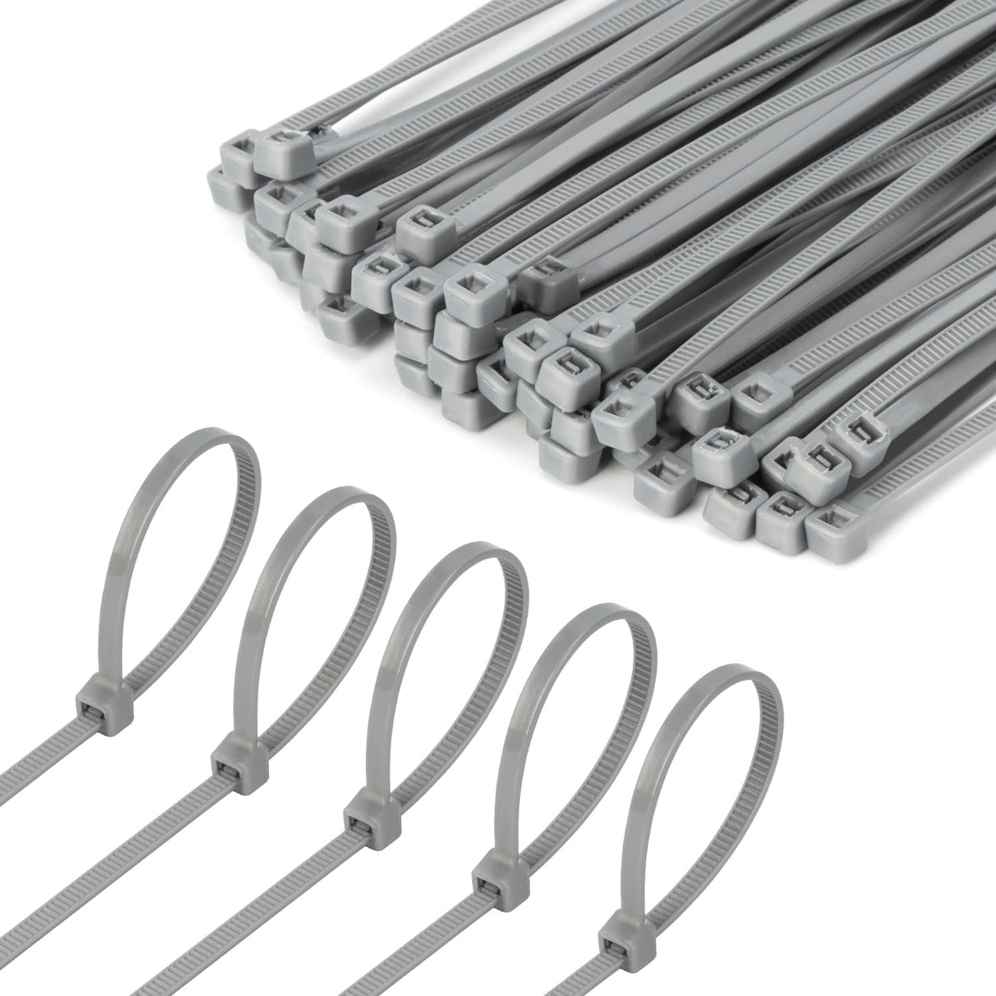 8 Inch Silver Zip Tie 1000 PCS, 40 Lbs - Small to Medium Zip Tie, Nylon PA66 UV Resistant Cable Tie Heavy Duty for Indoor and Outdoor Use - Ideal for bundling and securing objects