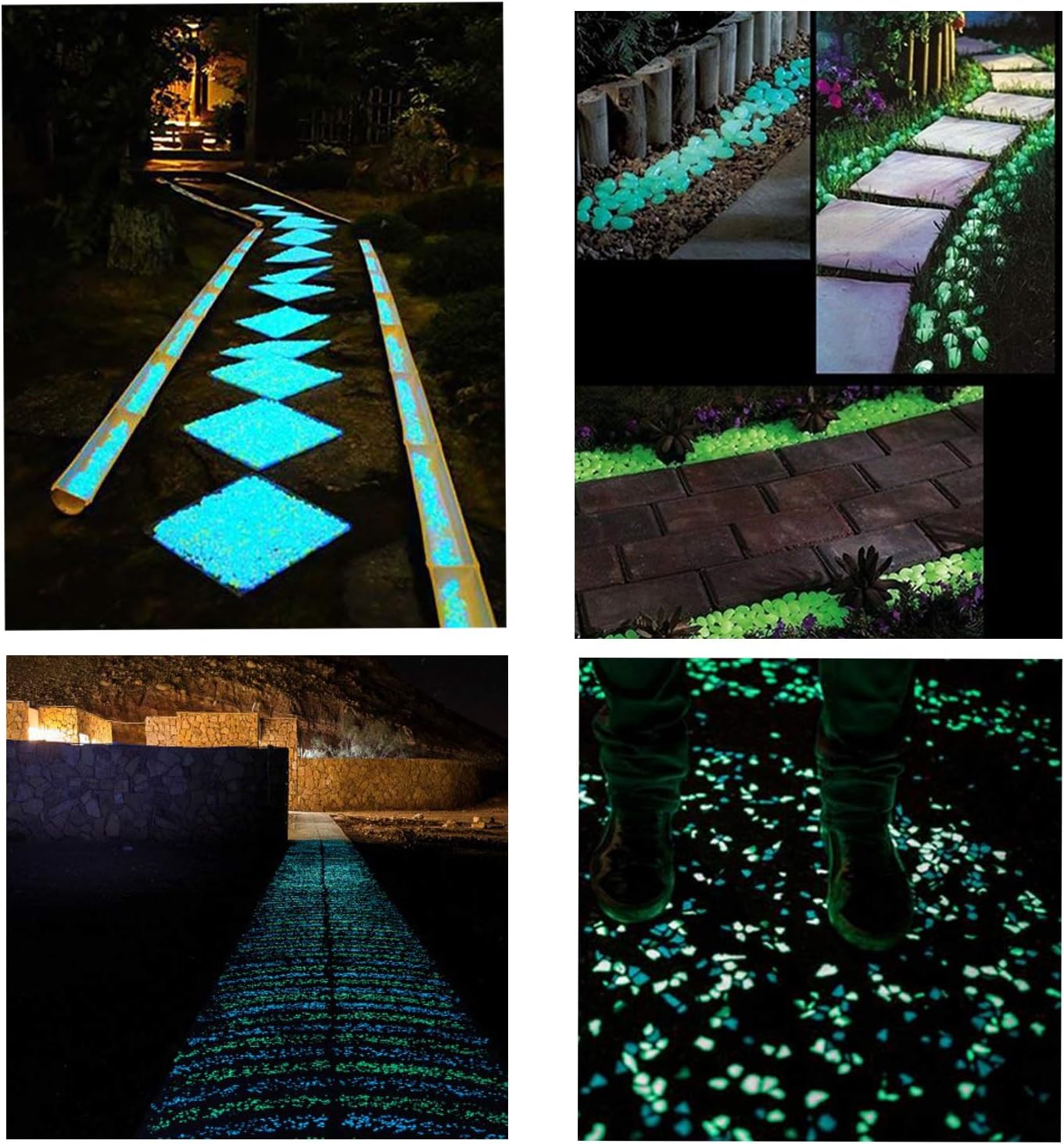 Oubest Glow in The Dark Rocks Glow Pebbles Decor for Garden/Fish Tank/Aquarium/Walkway/Driveway/Plant Pots/Bonsai (100, Green)