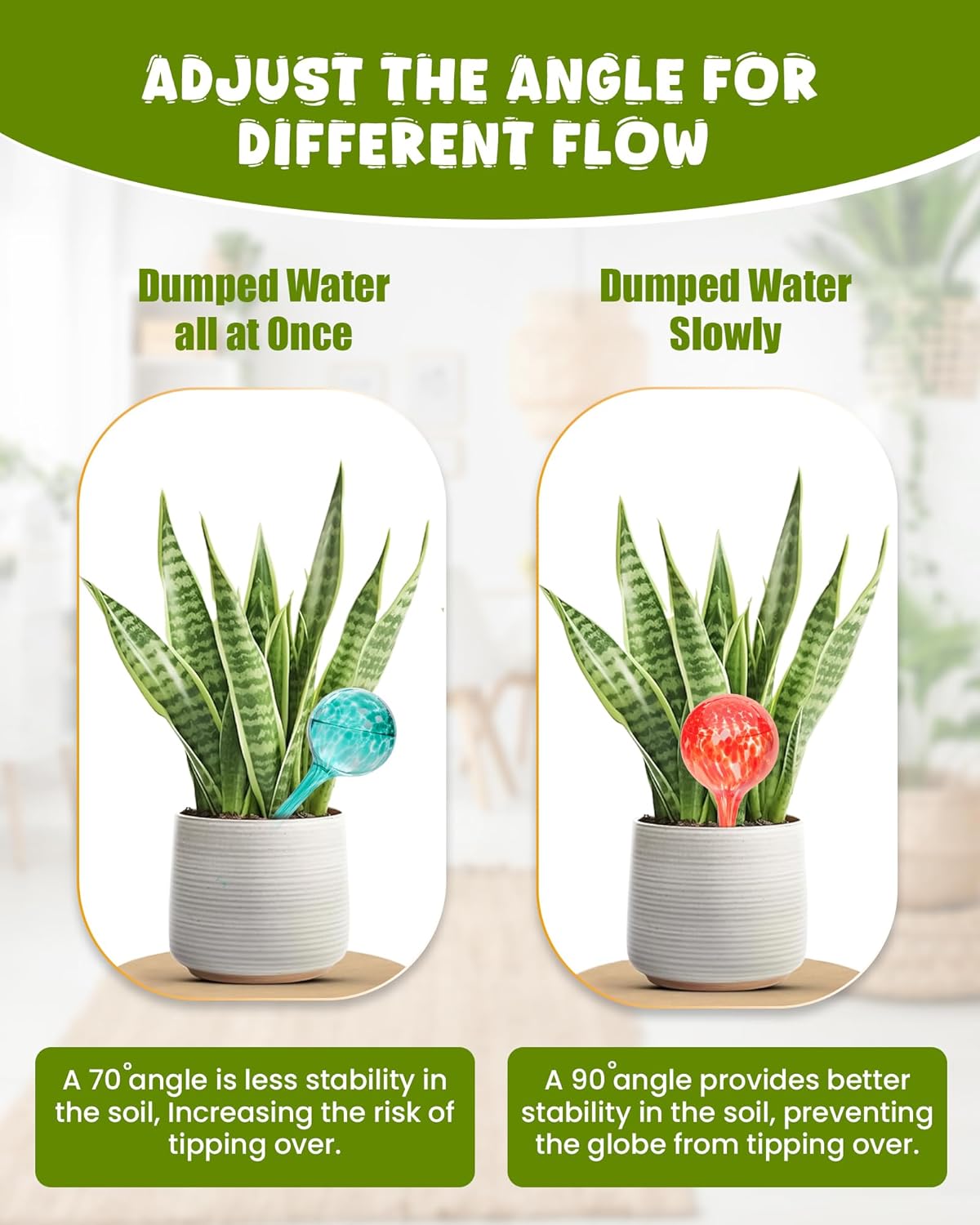 Iridescent Self Watering Globes, Glass Rainbow Plant Watering Globes, Self Watering Planter Insert, Automatic Plant Waterer Indoor (Small-6 Pcs Multi-Color, Small)