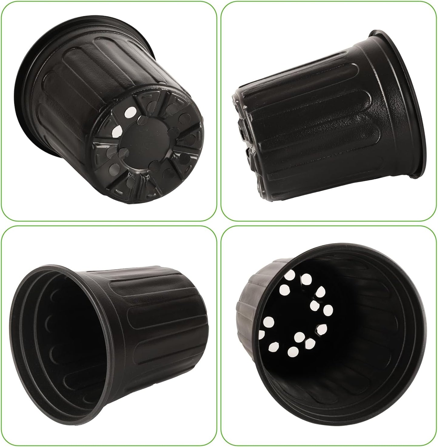 100 Pack 1 Gallon Flexible Plant Nursery Pots, Thickened Soft Plastic Plant Pots with 100Pcs Waterproof Plastic T-Type Plant Tags and 2Pcs/Set Transplanting Digging Mini Tools(Black)