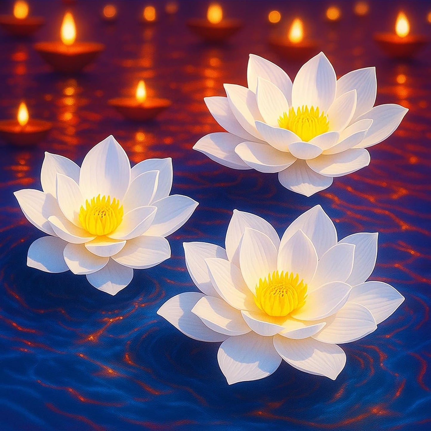 Havawish 3 Pcs Diwali Lotus Decorations for Pooja Giant Foam Lotus for Indian Pooja Decor Wedding Backdrop Home Wall Garden Pond Decor, 3 Different Size 15.75"/ 19.69"/ 23.62"