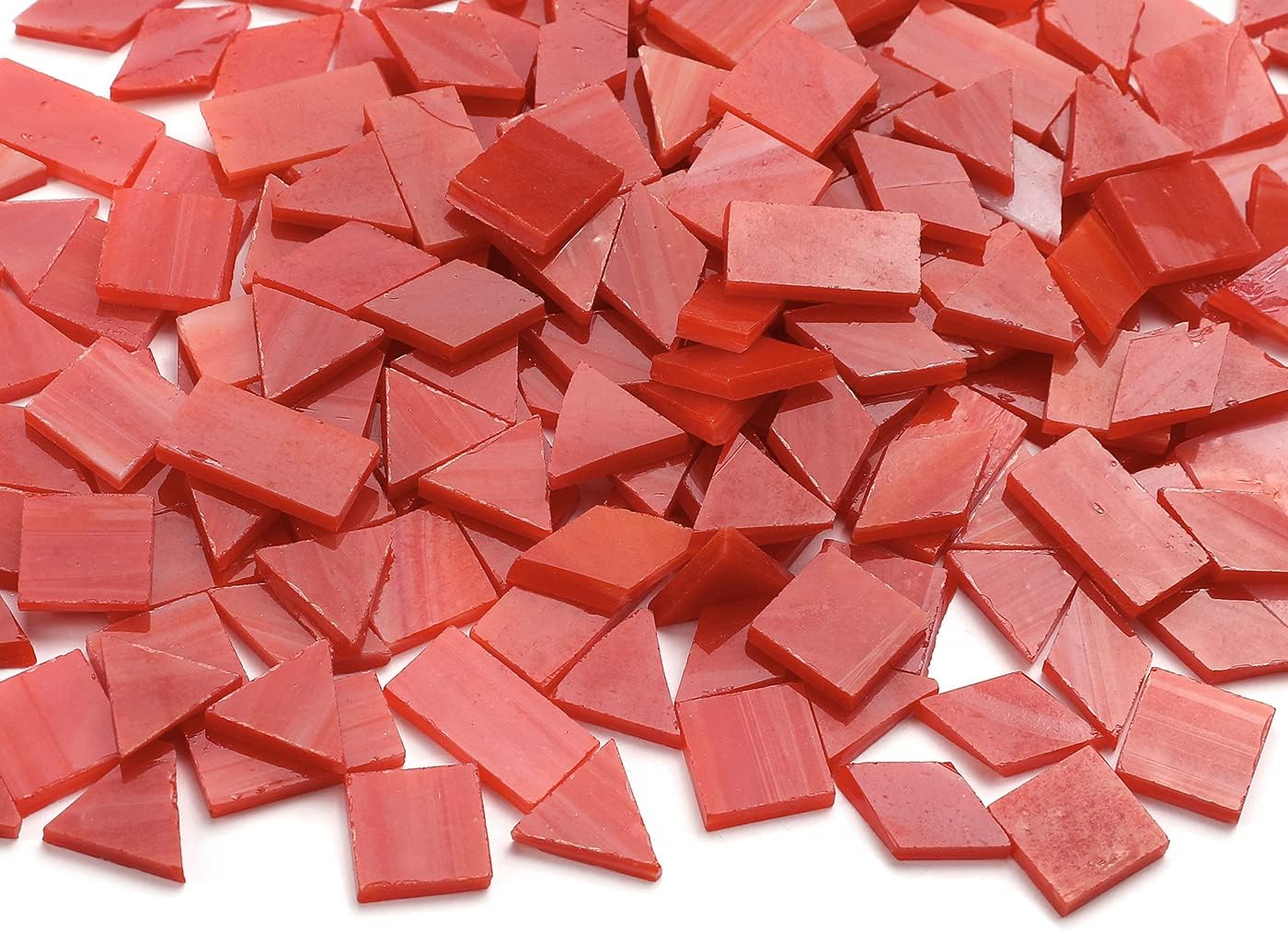 A Wide Range of Color selections Glass Mosaic Tiles Pieces for Art Crafts,4 Shapes Mixed Colorful Glass Tiles Tiffany Stained Glass Pieces Tile,200 Pieces, Orange-Red by Lanyani