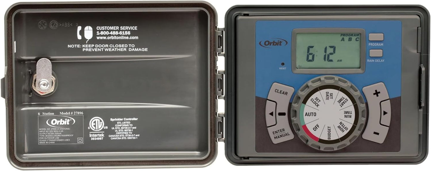 Orbit 27896 - Easy-Set Logic 6-Station Indoor/Outdoor Sprinkler Timer/Controller