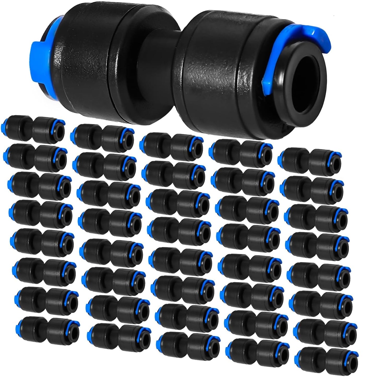 40 Pack 1/4" Drip Universal Straights Fitting Connectors, Quick Connect Universal Drip Irrigation Tubing Coupling Valve, Connector Locking Fitting for Sprinkler or Drip Irrigation System