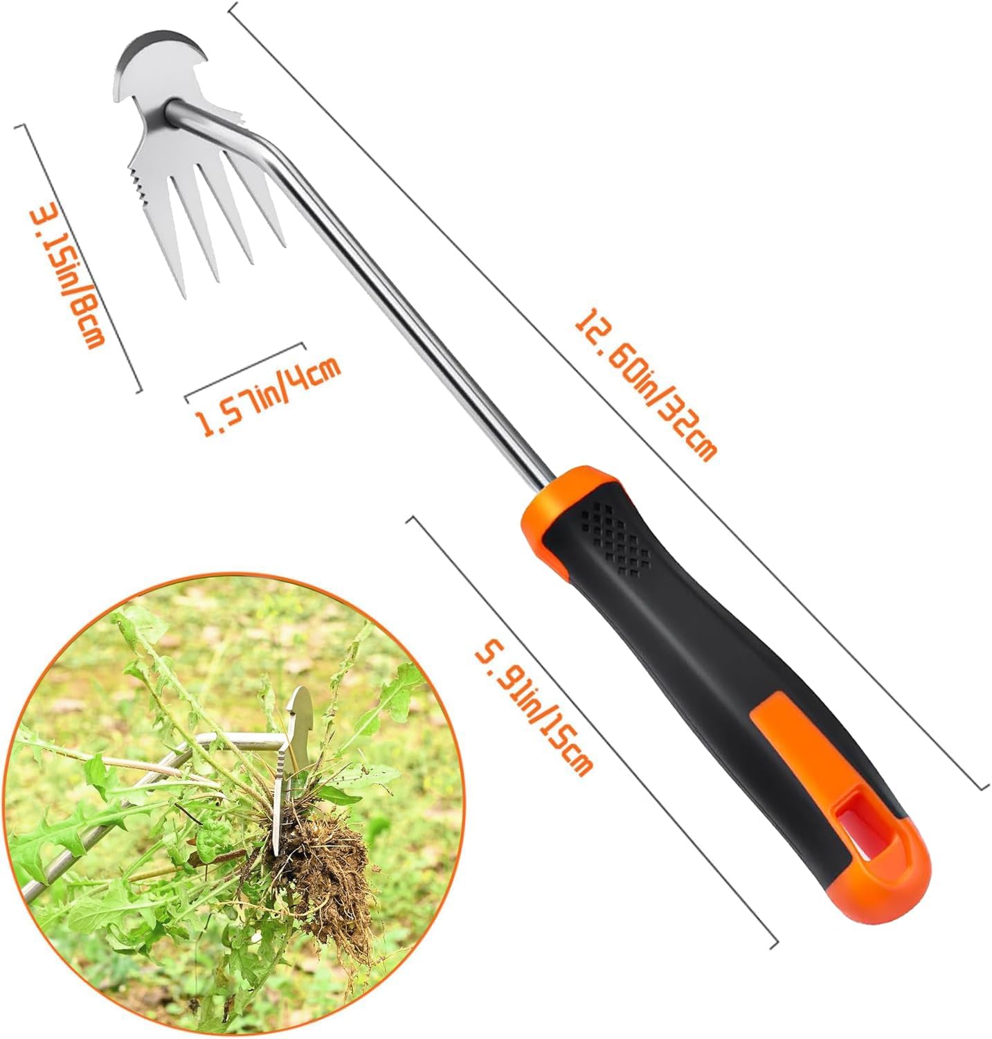 Weed Puller Tool, 2025 New Durable Garden Weed Pulling Tool, Portable Garden Weeder Tool for Vegetable Gardening Backyard Farm Planting & Weeding(Orange)