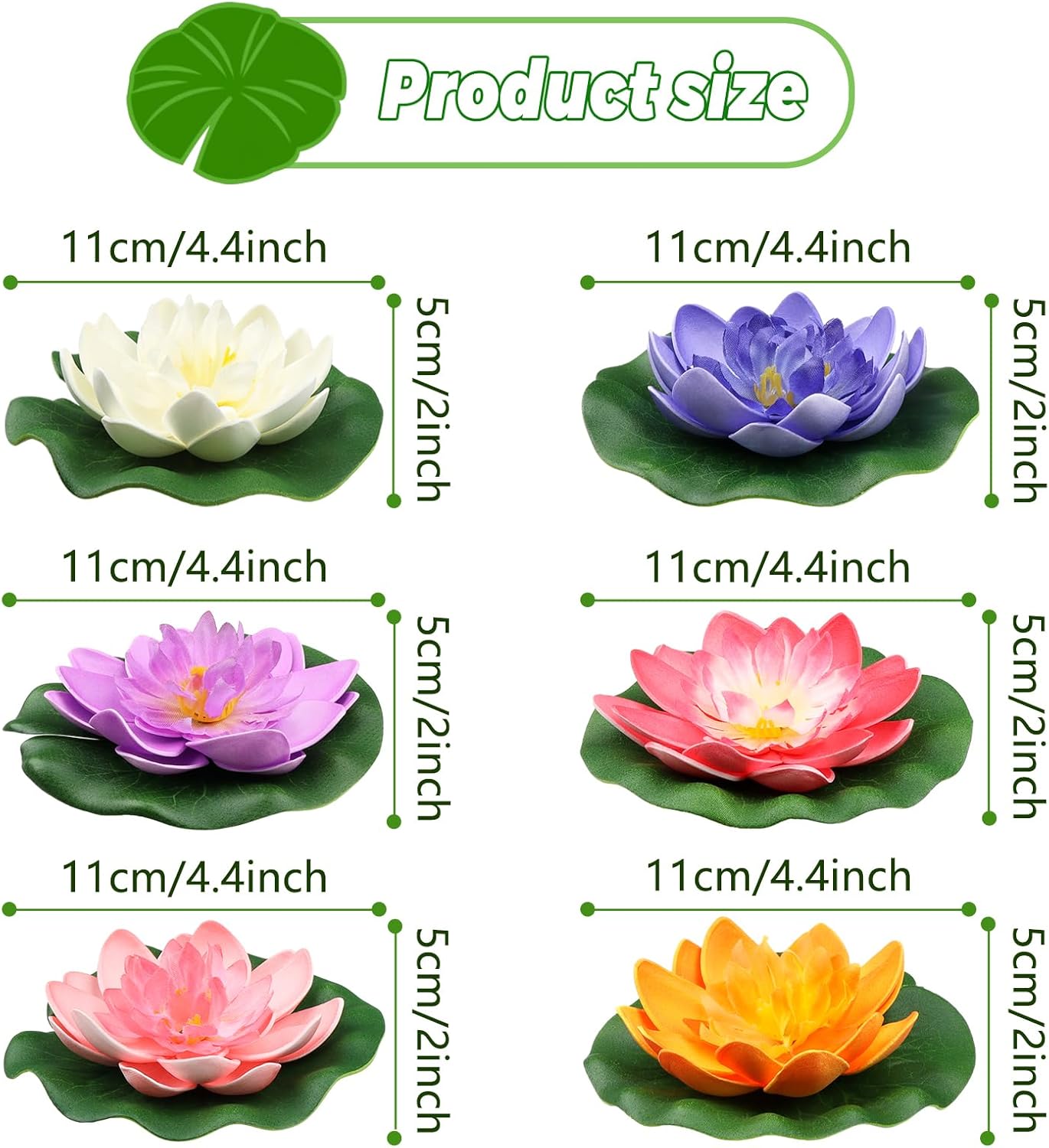 12pcs Floating Foam Lotus Flowers with Lily Pads, Artificial Pond Plants Ornaments for Pool Aquarium Water Decoration, Colorful