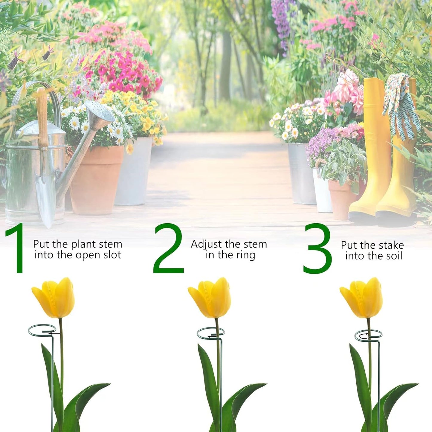 12 Pack 18 Inch Plant Support Stakes, Metal Single stemmed Flower Support Hoops，Garden Plant Stakes Plant Prop for Amaryllis Orchid Lily Rose Peony Tomatoes Gladiolus