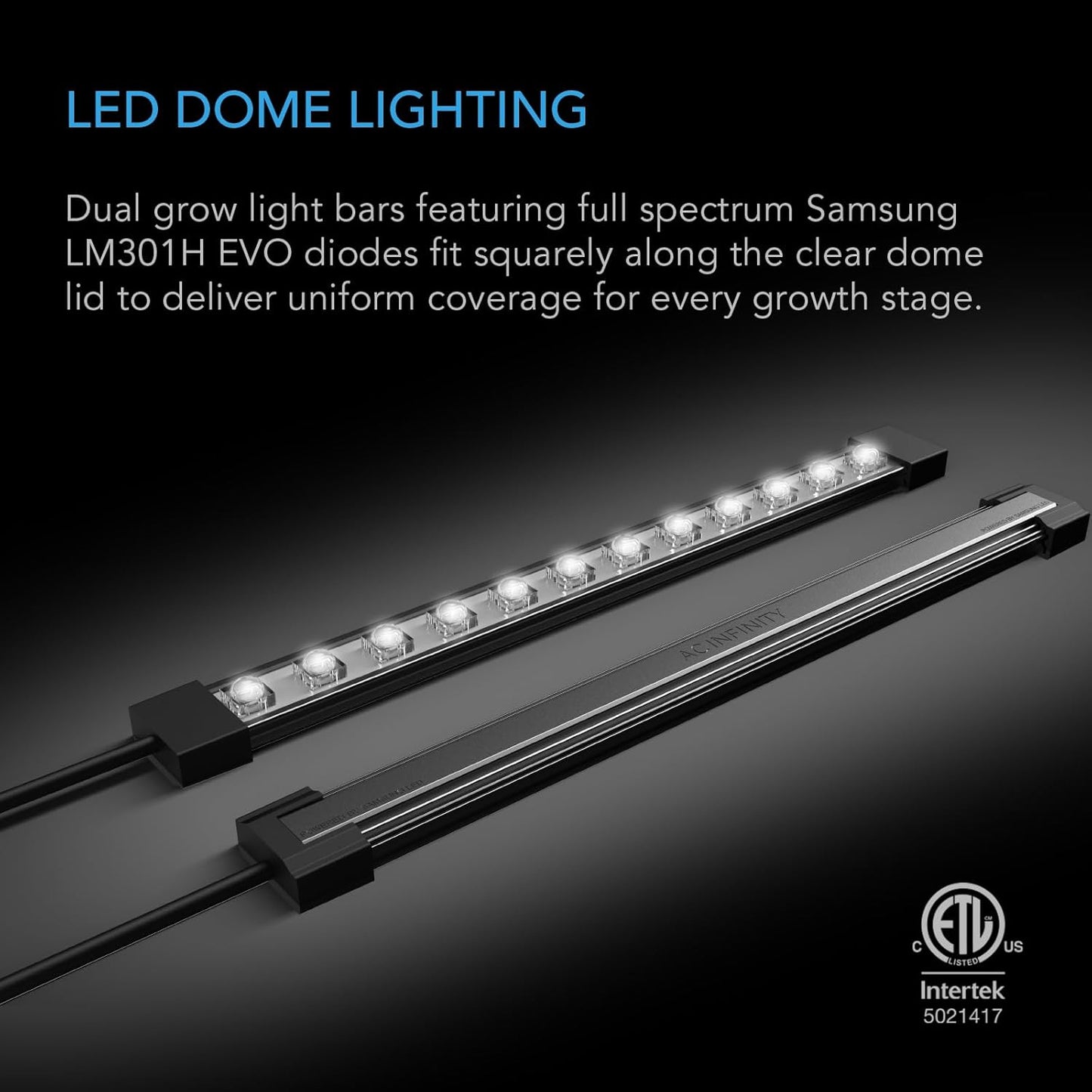 AC Infinity Heavy-Duty Large Humidity Dome 6x12 Germination Kit with Waterproof Seedling Mat, Full Spectrum LED Grow Light Bars, Samsung LM301H EVO Diodes, Vented Extension Panels, for Seed Starting