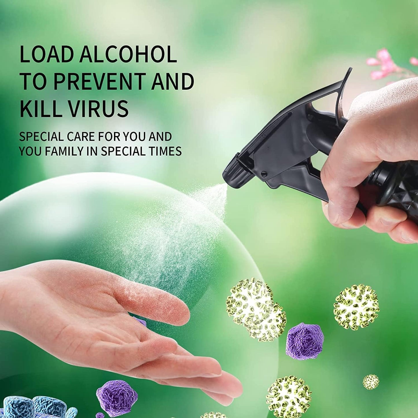 2 Pcs Spray Bottles, 500 ml/17 oz Empty Water Spray Bottles, Plastic Reusable Adjustable Mist Sprayer Squirt Bottles Containers Refillable for Cleaning Solutions, Gardening, Plants