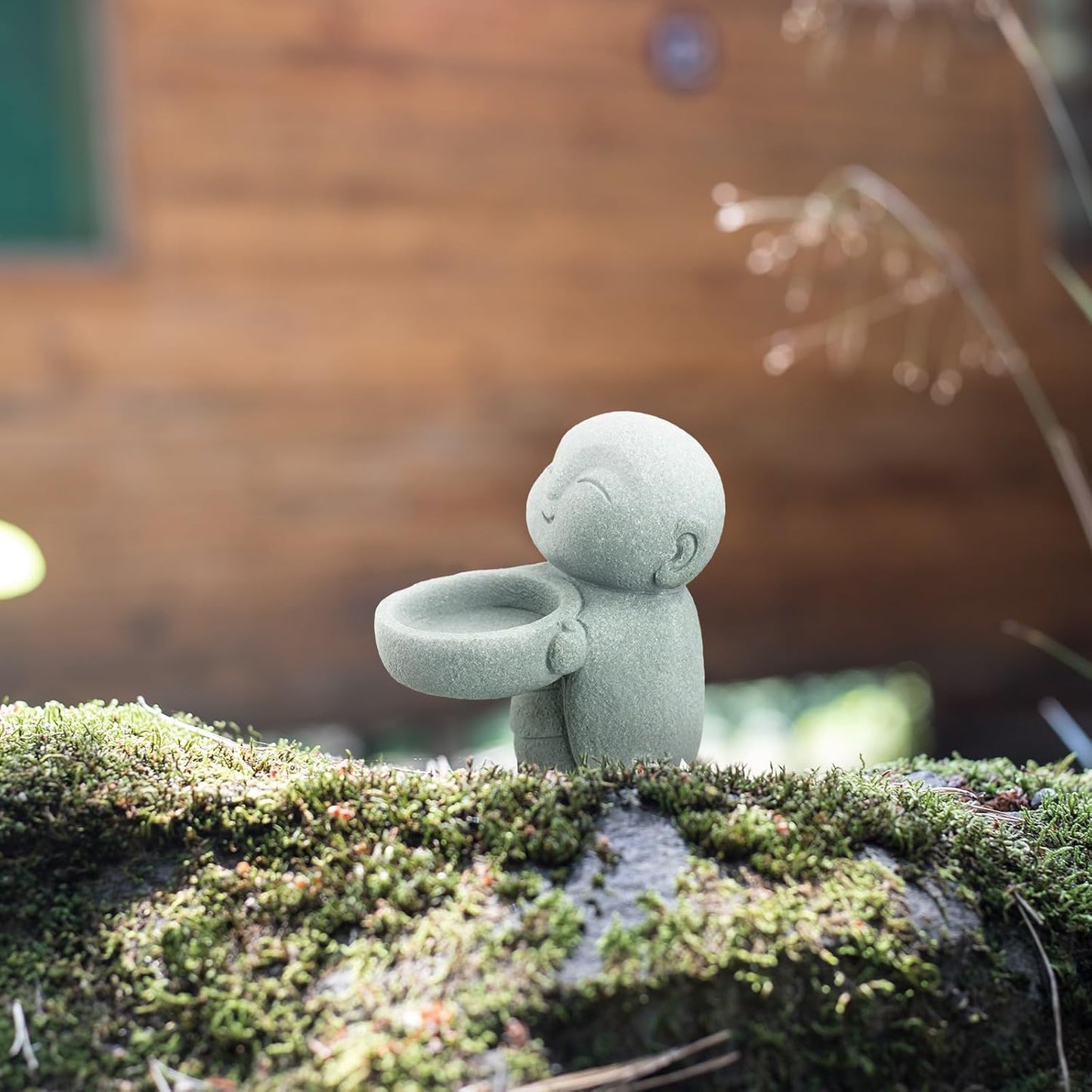 Buddha Sandstone Statues, Zen Monk Praying Statue Sculptures Ornament for Wealth Good Luck Feng Shui Decor Home Office Car Decoration(Jizo Monk)