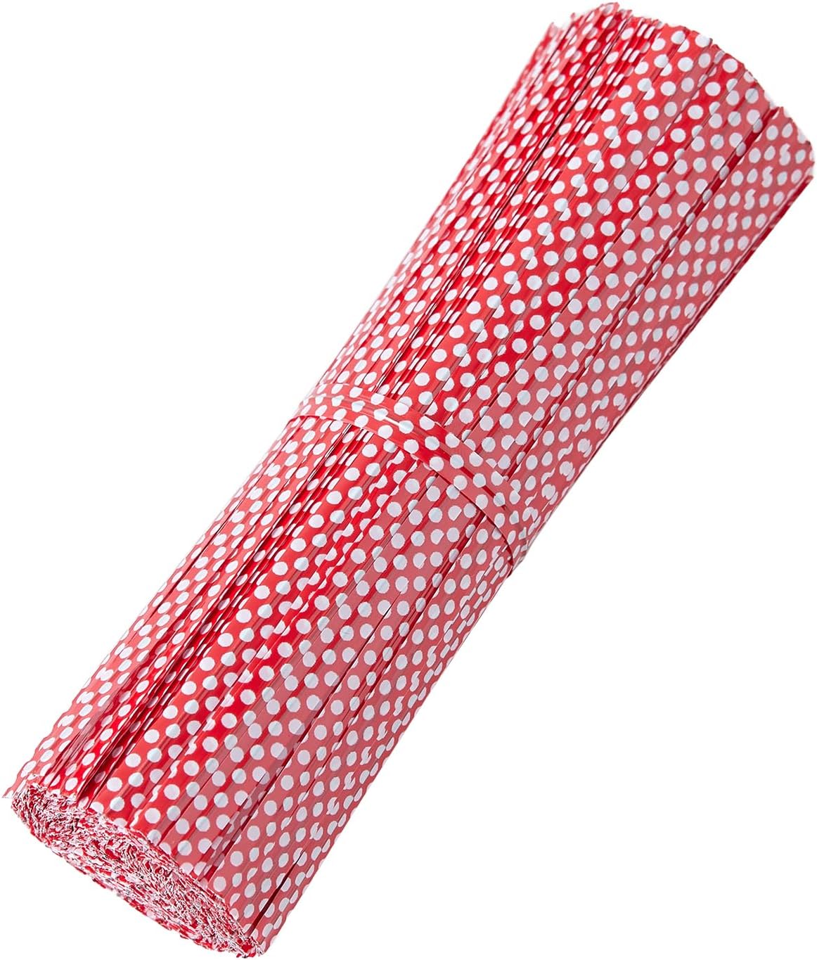 500 PCS 4" Polka-Dotted Bag Twist Ties,Red with Dots Plastic Twist Ties Bread Bags Ties for Candy Cookies Gift Bags and Decoration