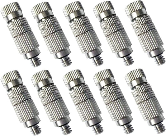 High Pressure Brass Nickel Plated Misting Nozzle for Outdoor Cooling Mist System, 0.2mm Ceramics Orifice, Anti-Drip Cleanable, 10pcs