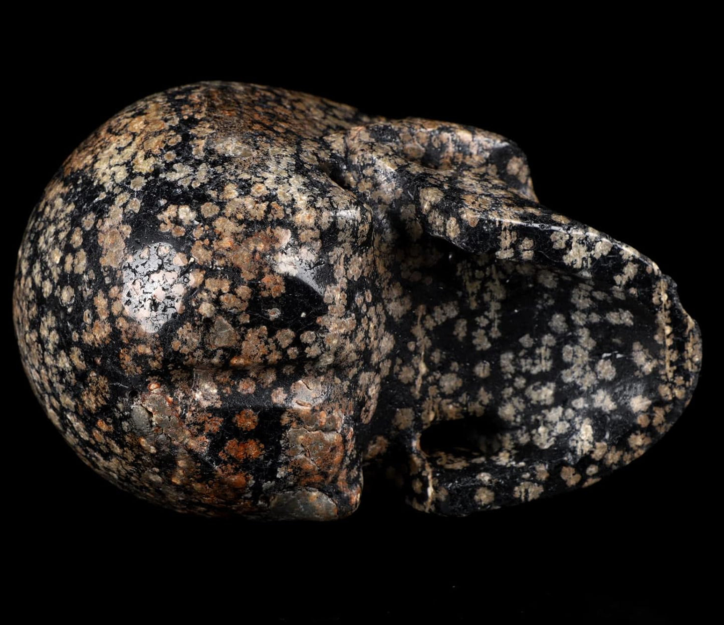 Skullis 5.0" Snowflake Obsidian Carved Crystal Skull, Hand Carved Gemstone Fine Art Sculpture, Reiki Healing Stone Statue.1397 Z8