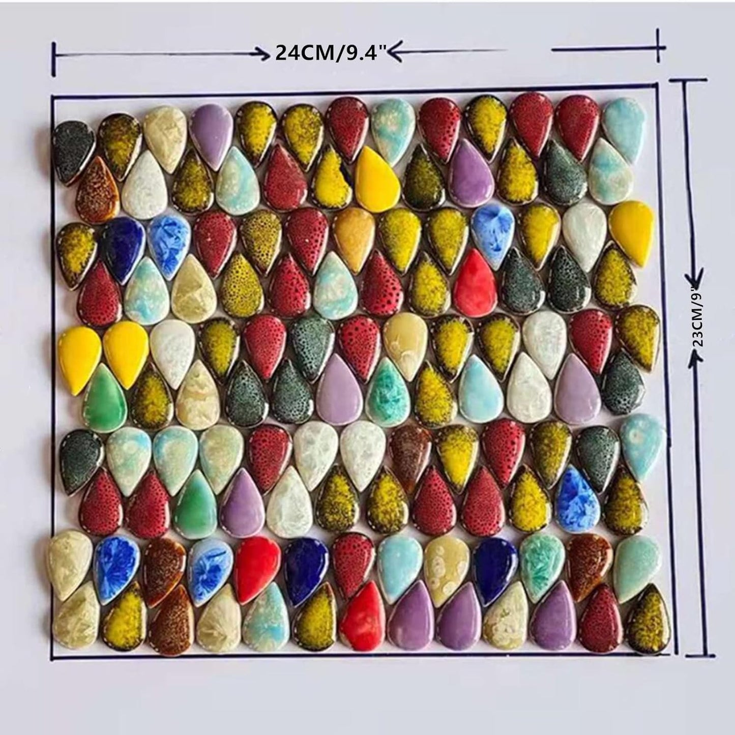 500g/1.1lb Random Color Irregular Ceramics Mosaic Tiles,DIY Making Creative Ceramic Mosaic Tiles for DIY Craft Plates Flowerpots Vases Cups Mosaic Making Supplies (Small Raindrop)