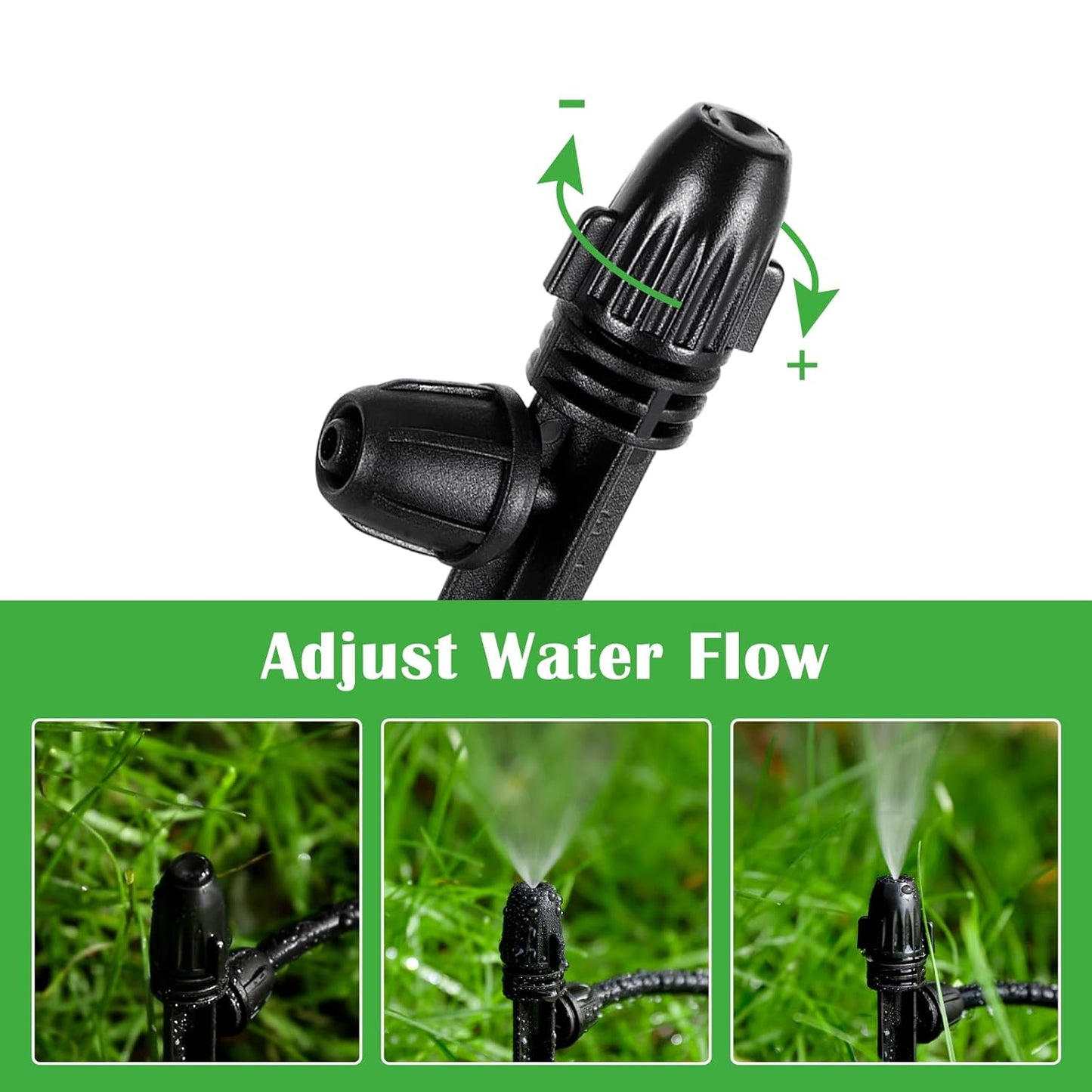 20 Pcs Drip Irrigation Misting Spray Emitters,360 Degree Adjustable Atomizing Nozzles Drip Line Misting Emitters for 1/4" Irrigation Tubing Micro Drip Misting Sprinkler for Garden Watering System