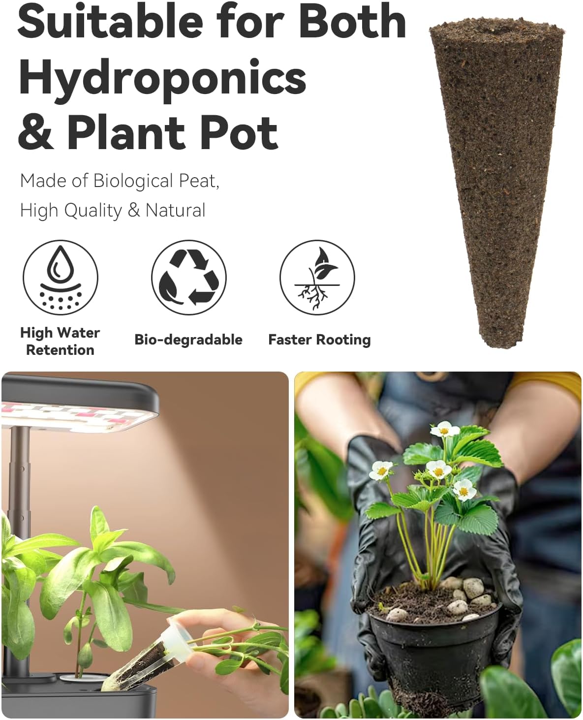 LYKOCLEAN Hydroponic Seed Pod Kit Compatible with AeroGarden, Ahopegarden, iDoo, MUFGA, 24 Pods Complete Growing Anything Garden Supply with Strawberry Seeds, Grow Sponges, Baskets, Domes, Labels