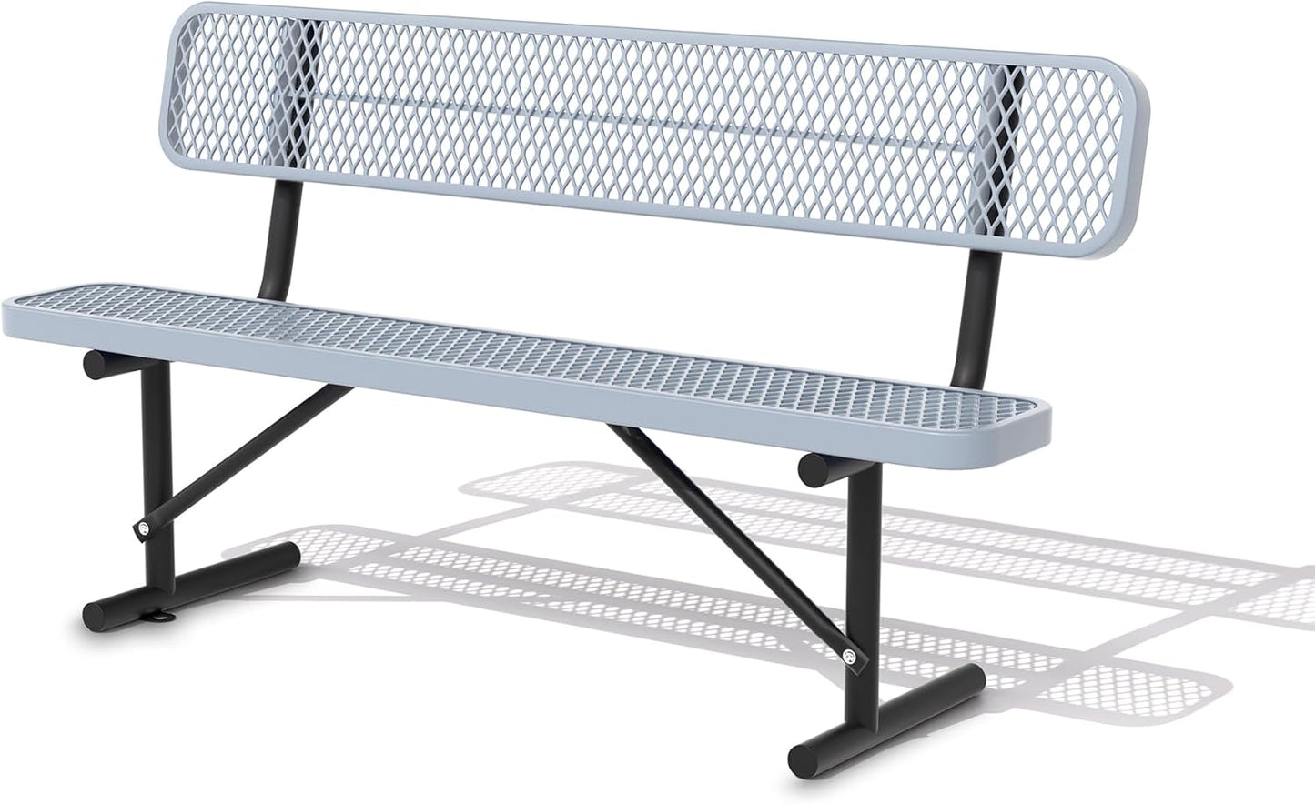 6FT Benches for Outside, Heavy-Duty Outdoor Garden Bench W/Back, Metal Park Bench for Sitting Area, Commercial Bench for Patio Porch Backyard School Sports Church Locker Room Shopping Centers