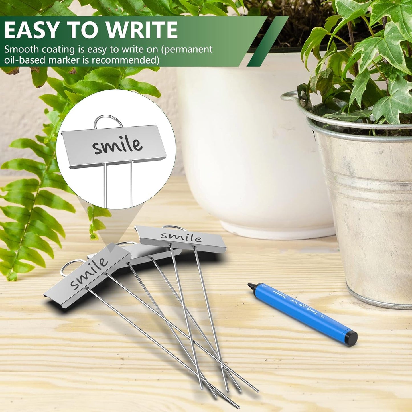 30-Pack Metal Plant Labels Weatherproof Garden Markers,Height 10.6'', Label Area 3.5''X 1.2'' Reusable Nursery Tags for Vegetables Herb Flower Seed Greenhouse - Zinc