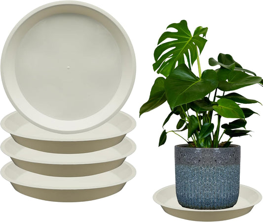 4 Pack 16 Inch Round Plant Saucers for Less 14Inch Pot Indoors Outdoors Plant Trays for Pots Planter Saucer Plastic Plant Drip Tray Flower Planter Water Tray for Potted Plants(White, 16"(4pcs))